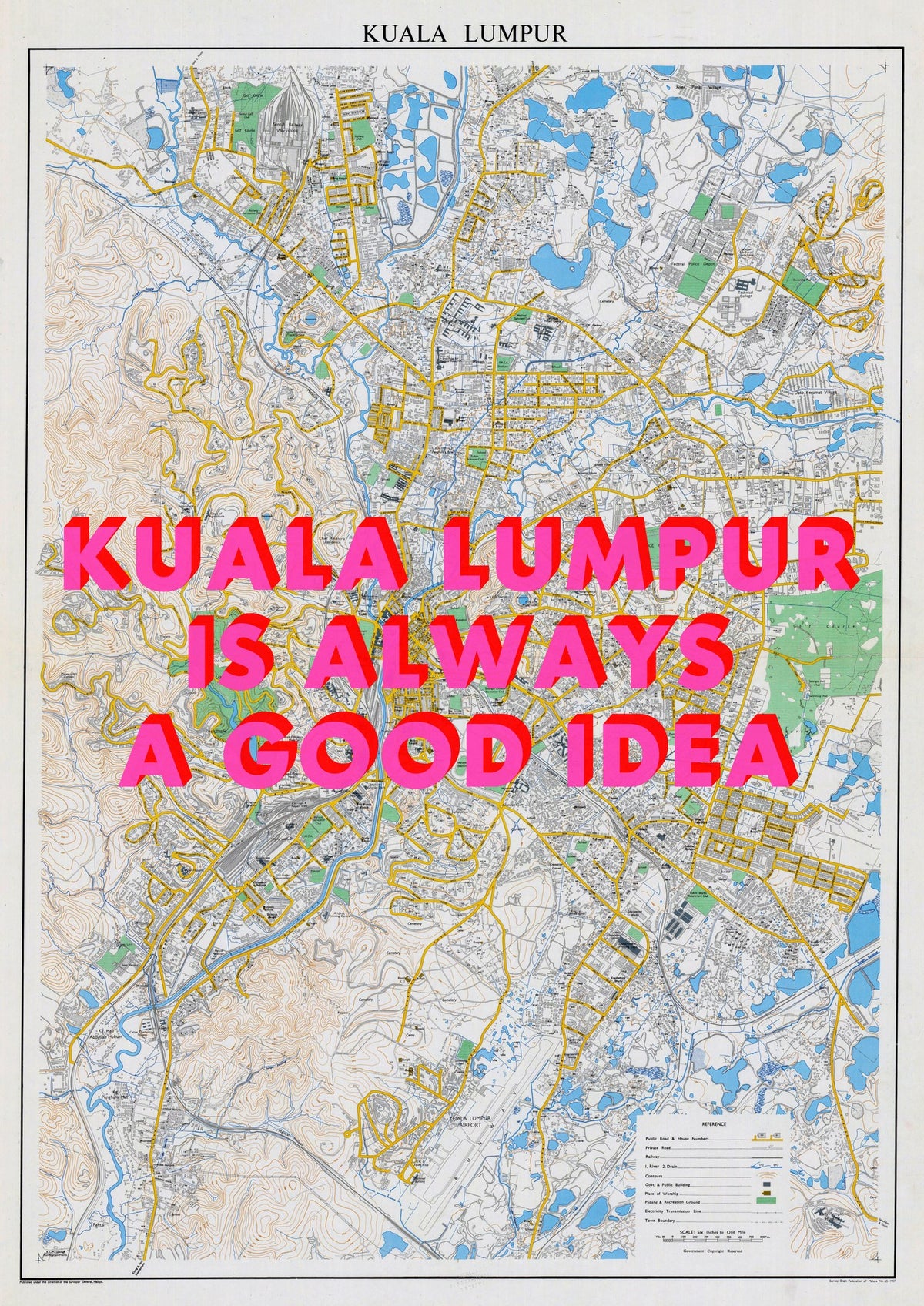 Kuala Lumpur Retro Pop Art Map Print (portrait) - Magic Posters