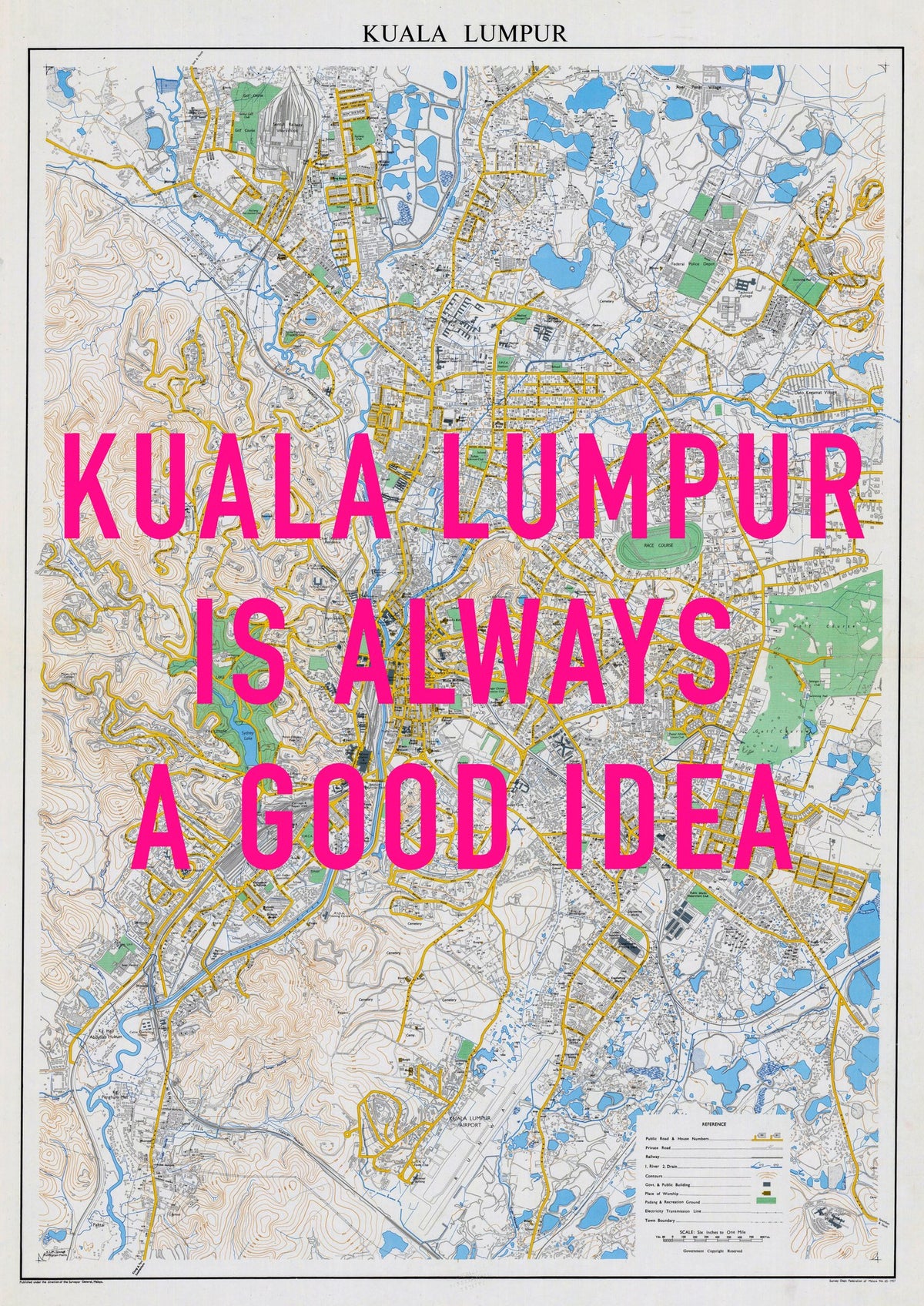 Kuala Lumpur Retro Pop Art Map Print (portrait) - Magic Posters