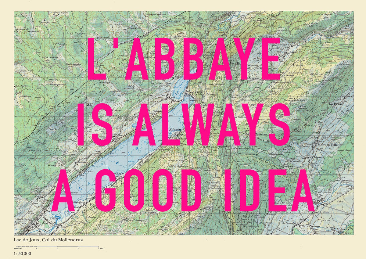 L'Abbaye Retro Pop Art Map Print (landscape) - Magic Posters