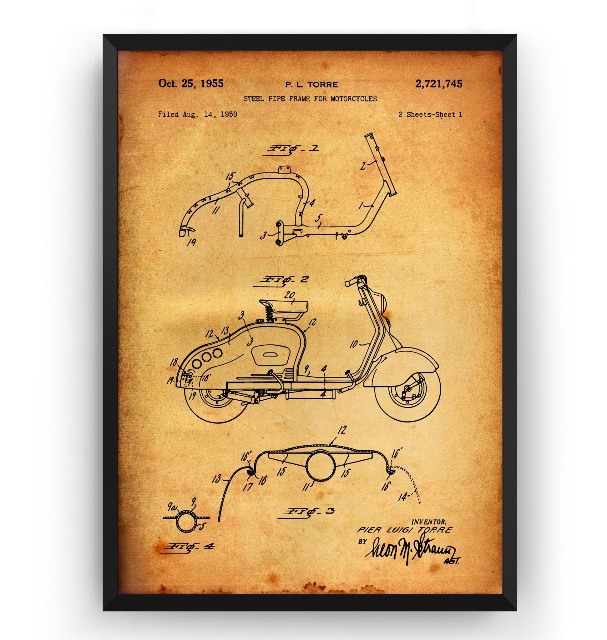 Lambretta Scooter 1955 Patent Print - Magic Posters