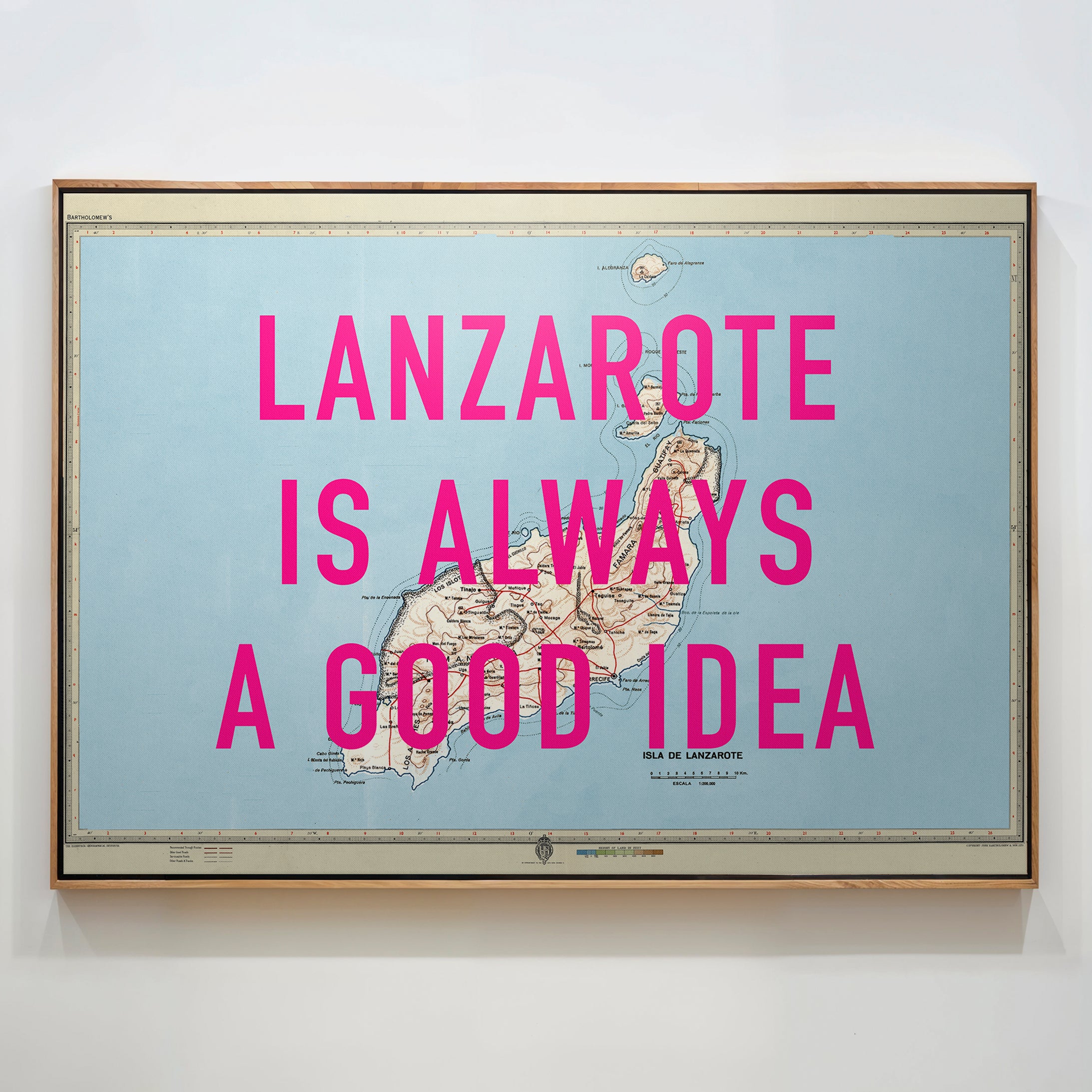 Lanzarote Retro Pop Art Map Print (Landscape)