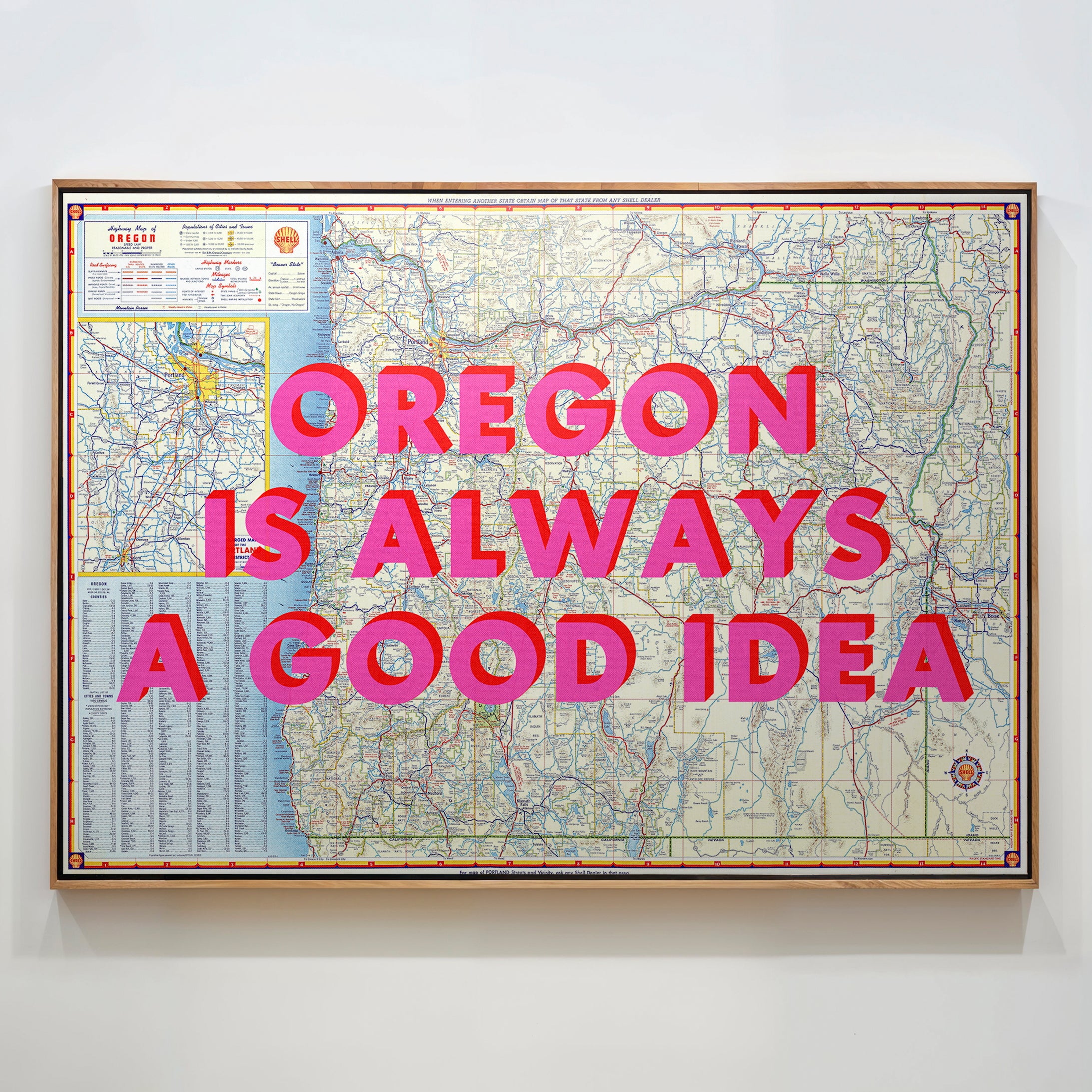 Oregon Retro Pop Art Map Print (landscape V1)