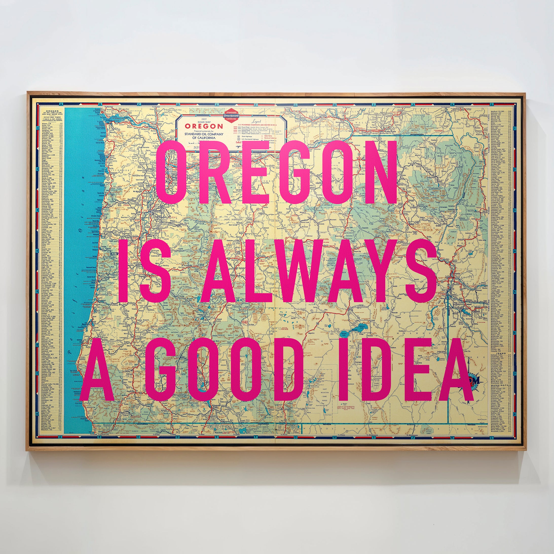 Oregon Retro Pop Art Map Print (landscape V2)