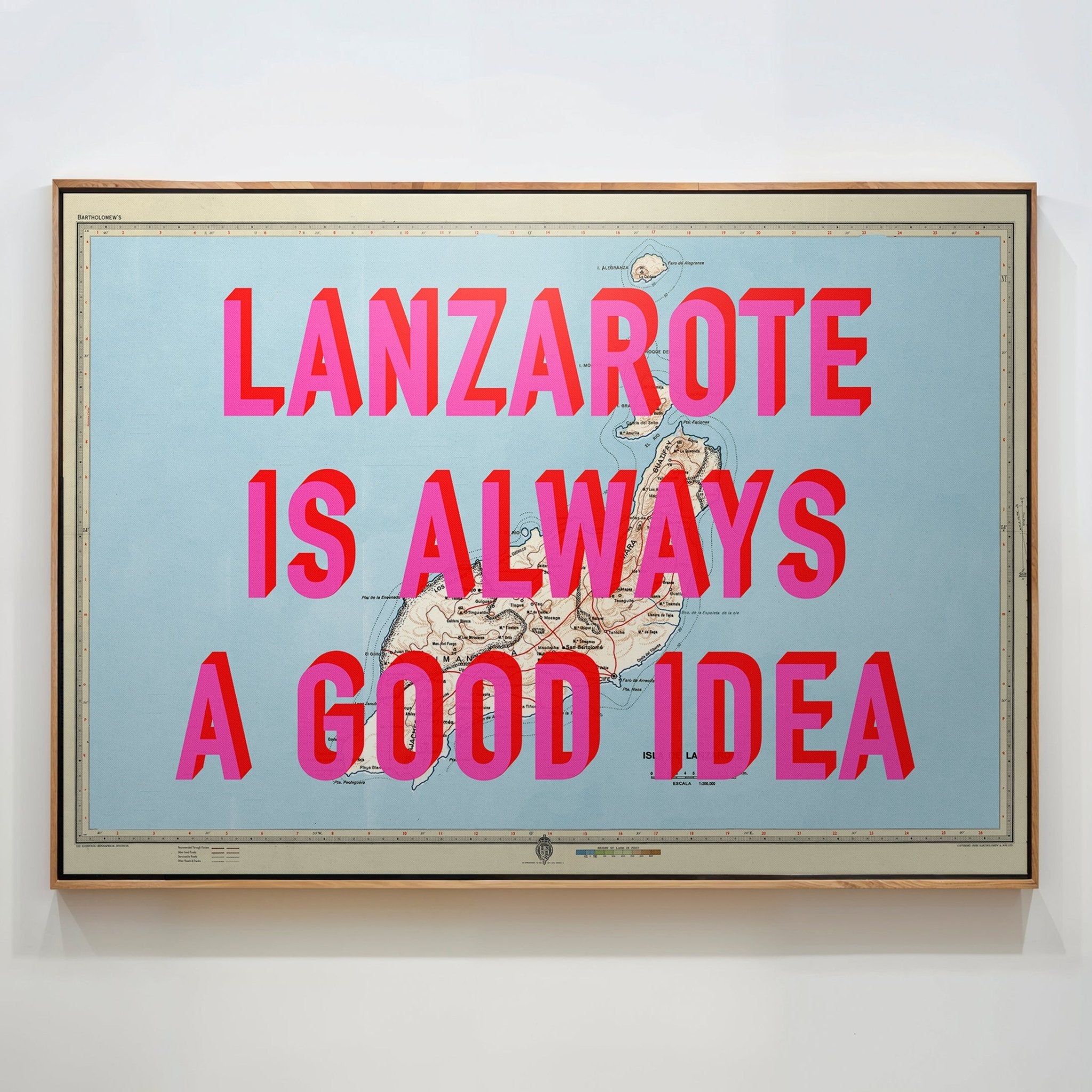 Lanzarote Retro Pop Art Map Print (Landscape) - Magic Posters