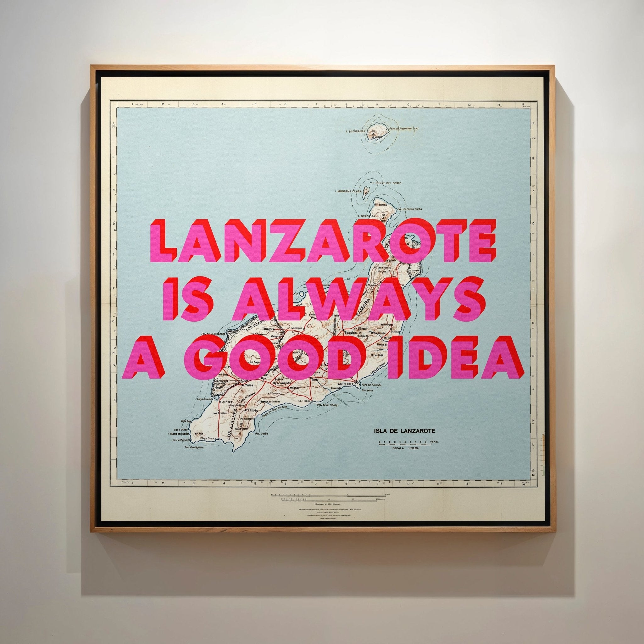 Lanzarote Retro Pop Art Map Print (Square) - Magic Posters