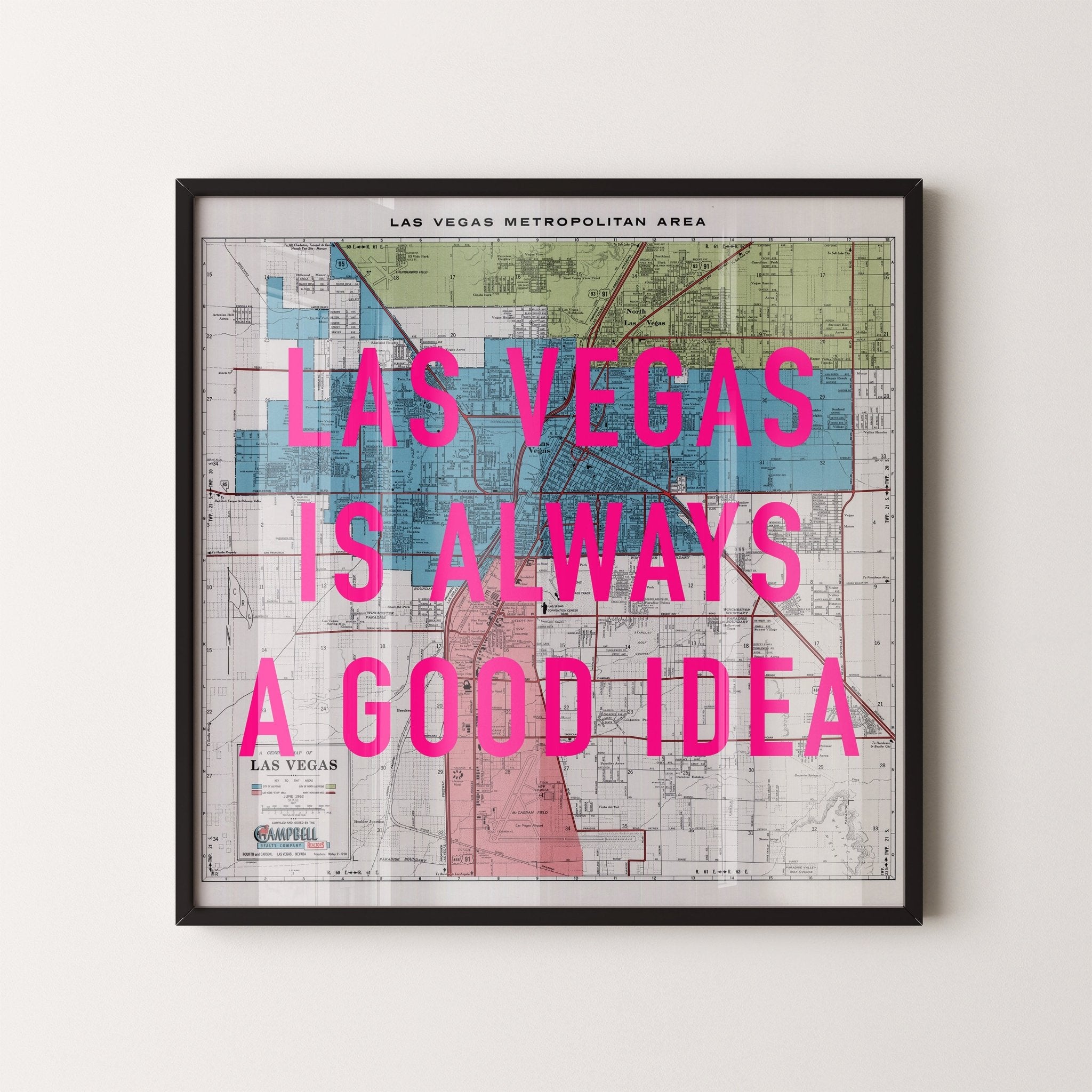 Las Vegas Retro Pop Art Map Print - Magic Posters