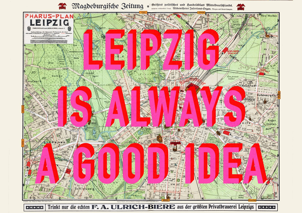 Leipzig Retro Pop Art Map Print (landscape) - Magic Posters