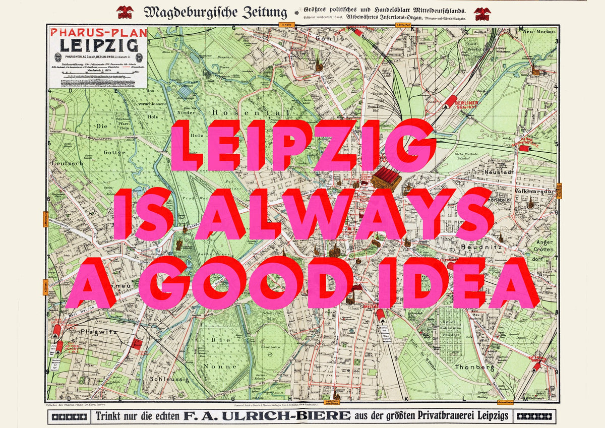 Leipzig Retro Pop Art Map Print (landscape) - Magic Posters