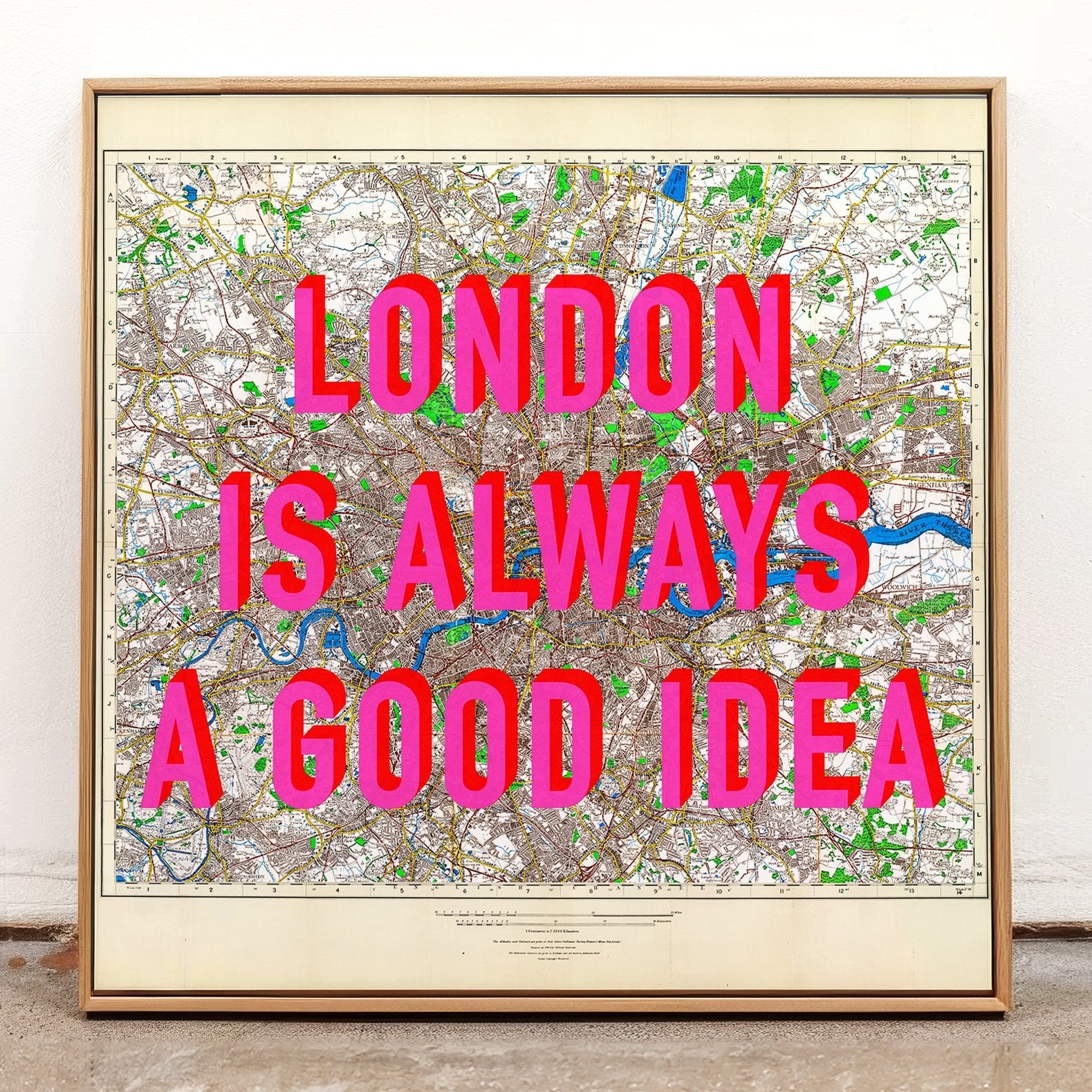 London Retro Pop Art Map Print (square v2) - Magic Posters