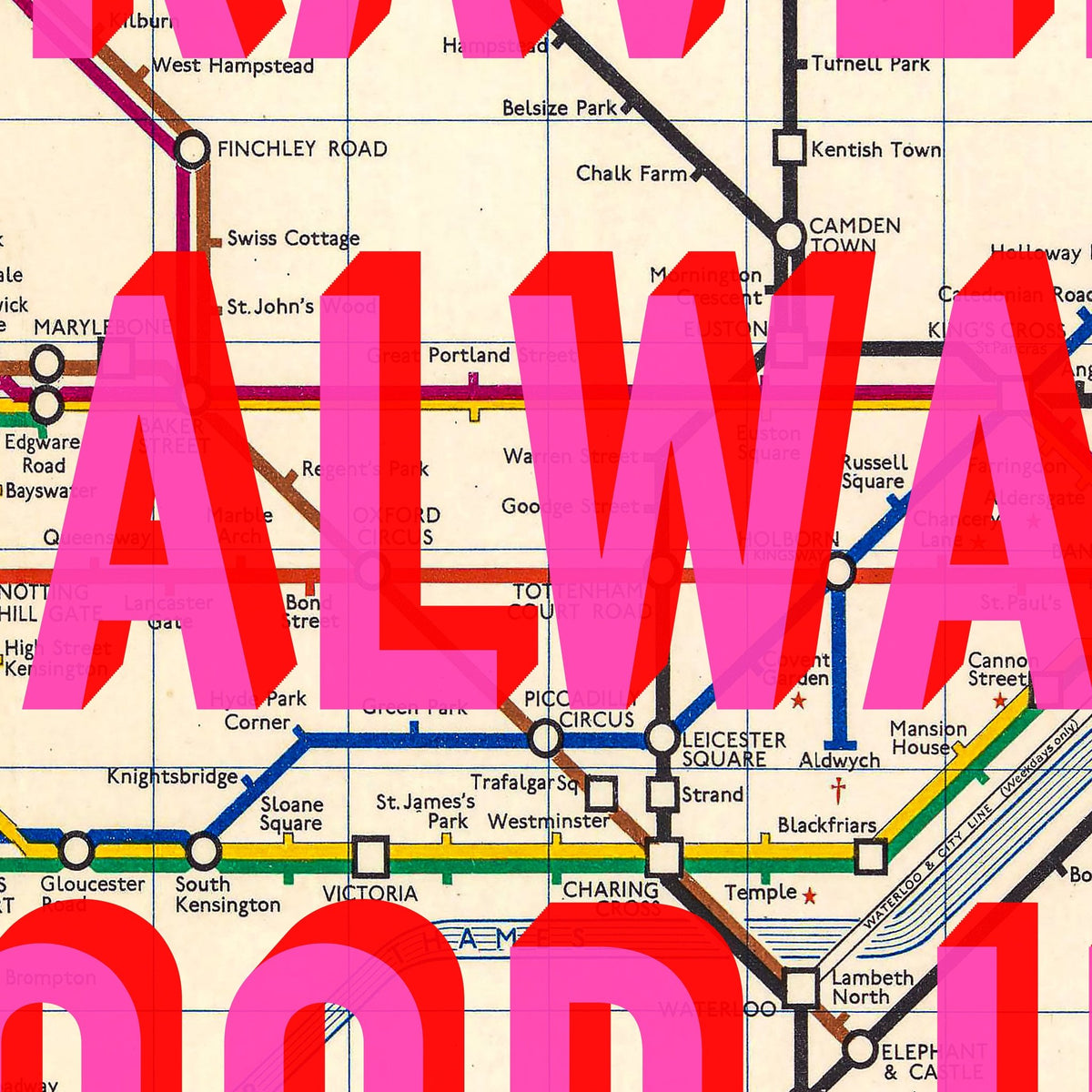 London Underground Retro Pop Art Map Print