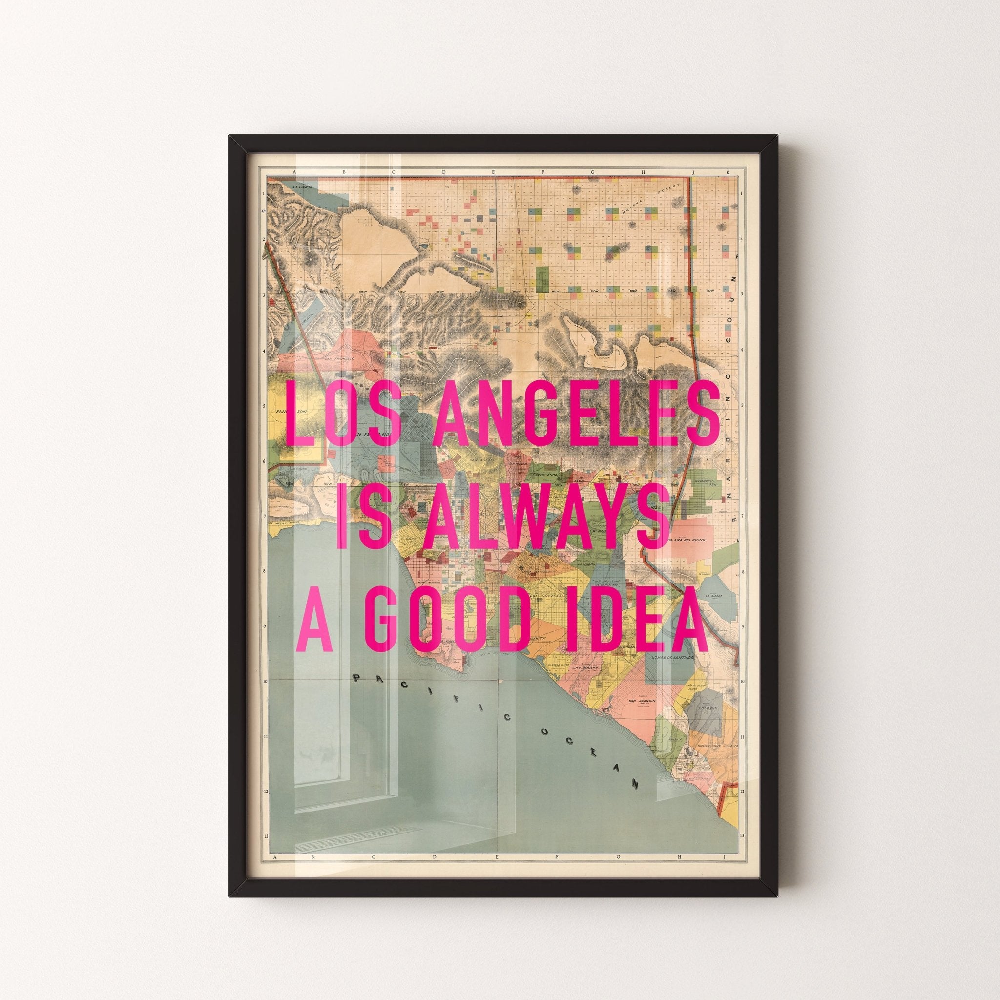 Los Angeles California Retro Pop Art Map Print - Magic Posters