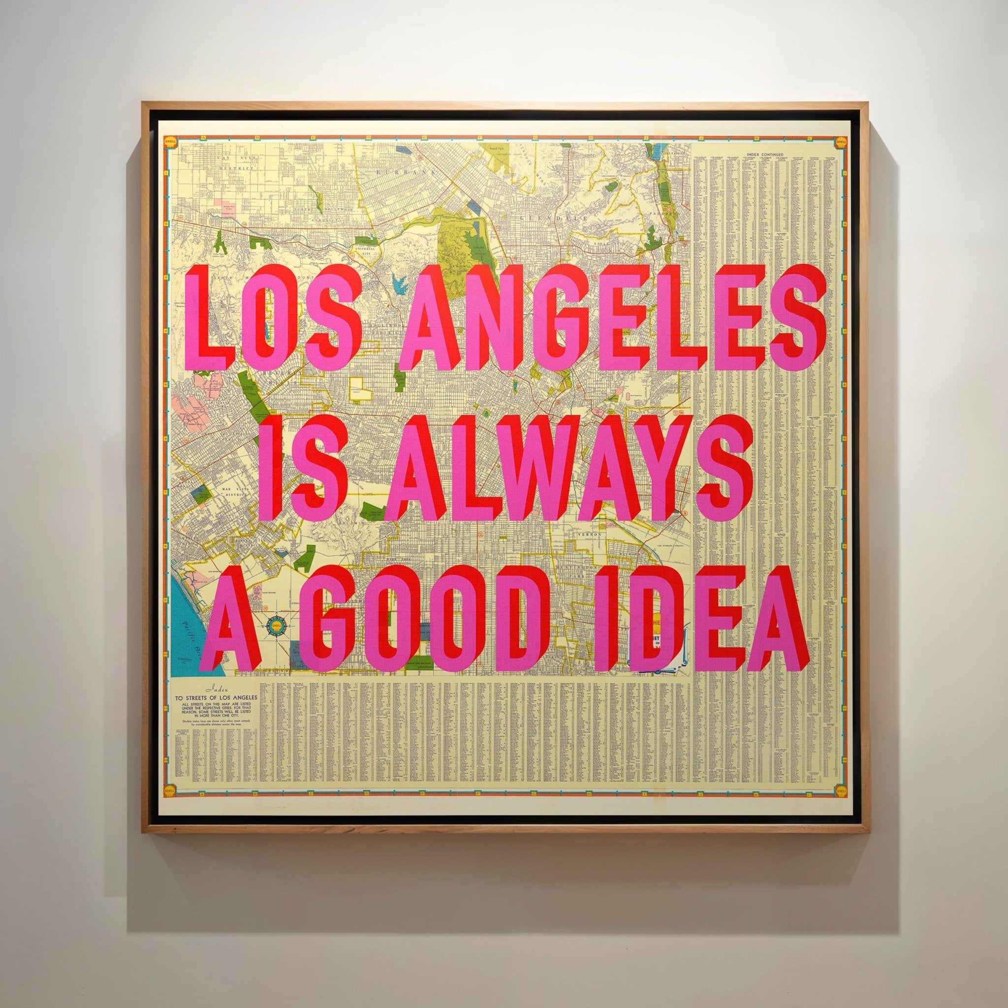 Los Angeles California Retro Pop Art Street Map Print (Square) - Magic Posters