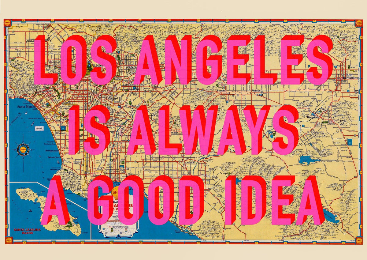 Los Angeles California Retro Pop Art Map Print (landscape)
