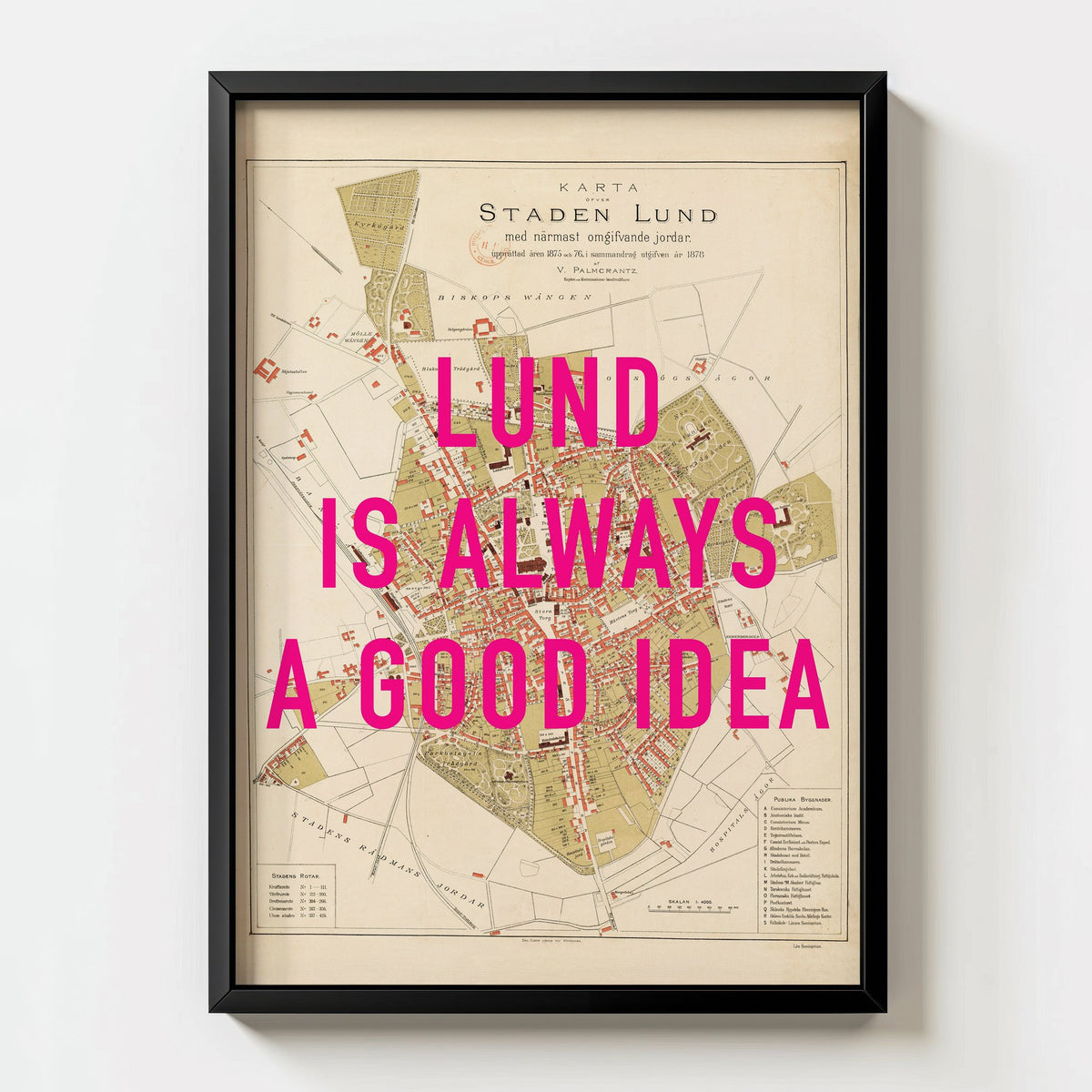 Lund Retro Pop Art Map Print (portrait) - Magic Posters