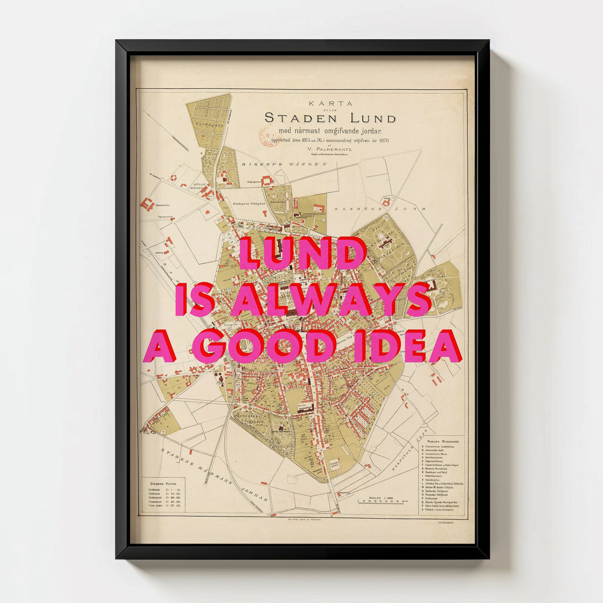Lund Retro Pop Art Map Print (portrait) - Magic Posters