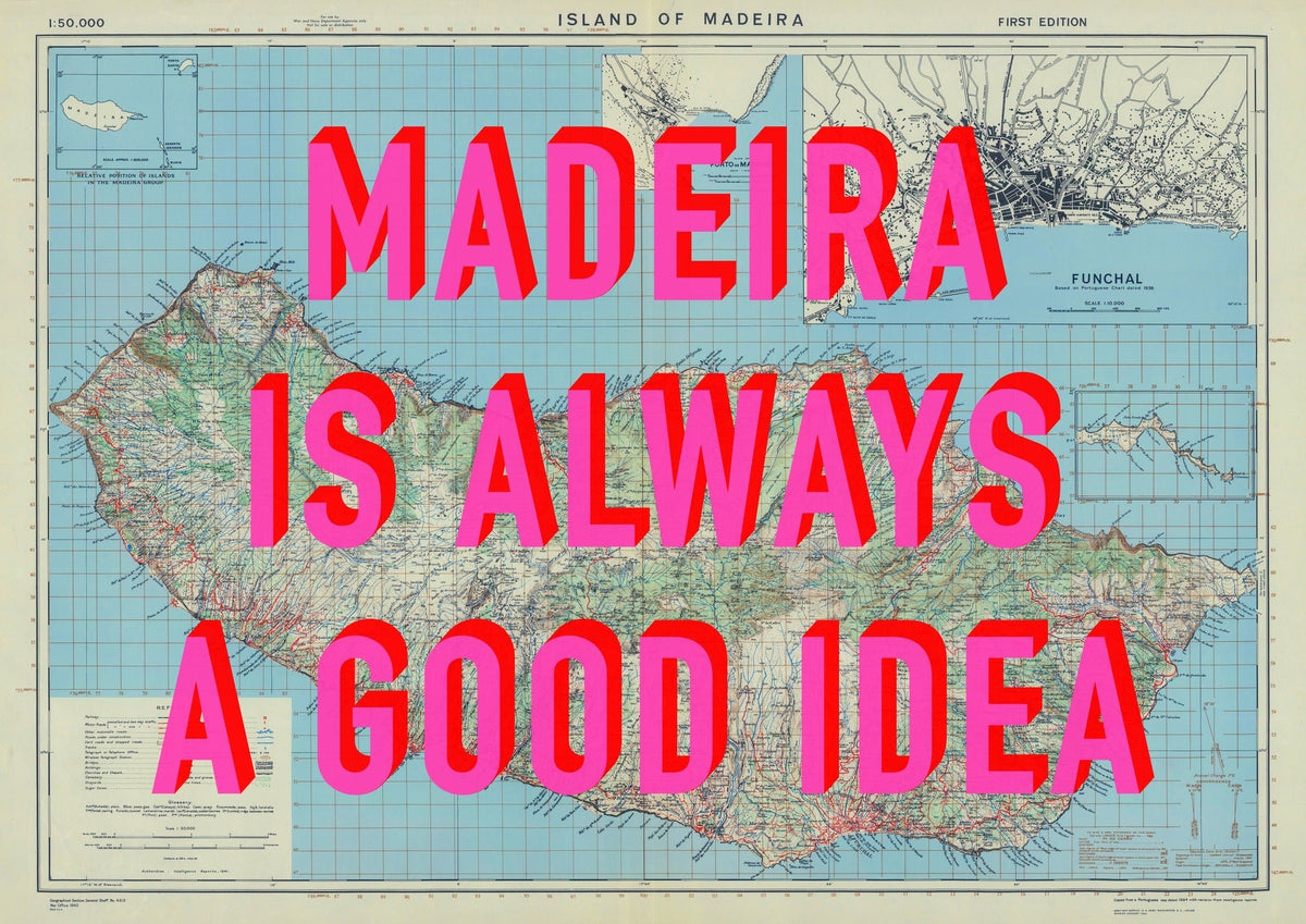 Madeira Retro Pop Art Map Print (landscape)