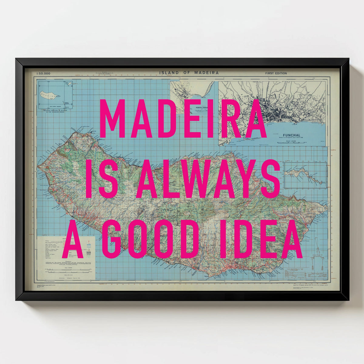 Madeira Retro Pop Art Map Print (landscape) - Magic Posters