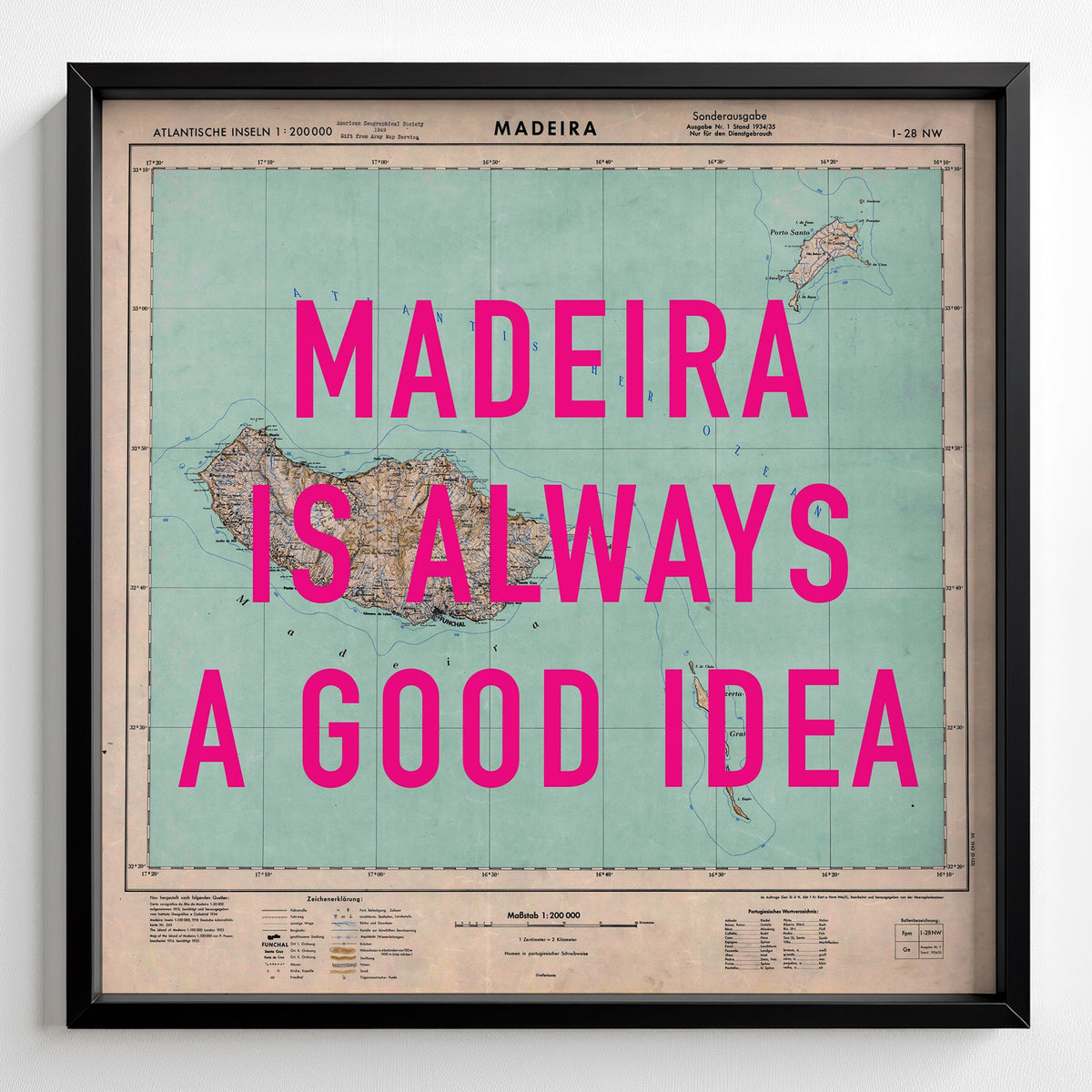 Madeira Retro Pop Art Map Print (square) - Magic Posters