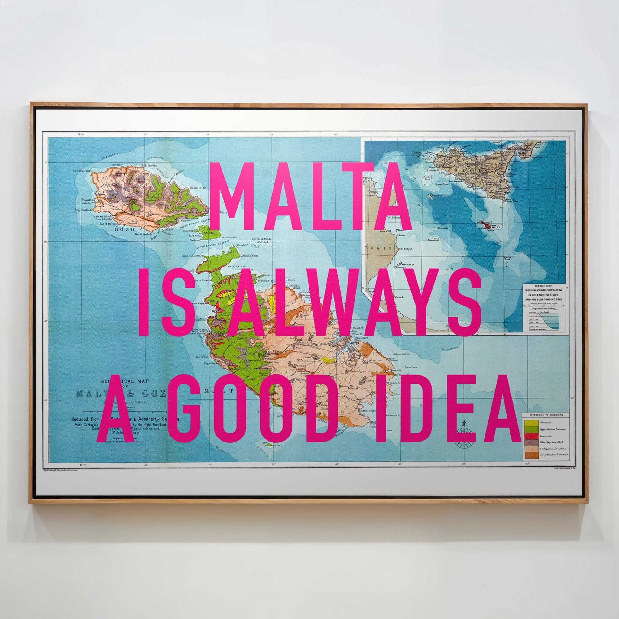 Malta Retro Pop Art Map Print - Magic Posters