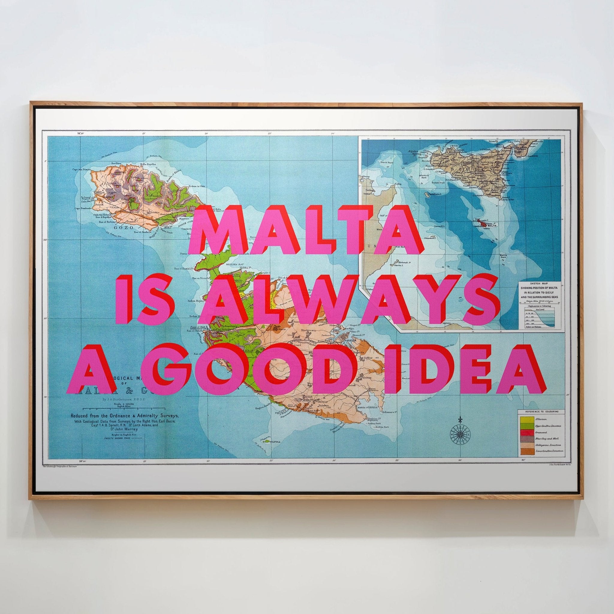 Malta Retro Pop Art Map Print - Magic Posters