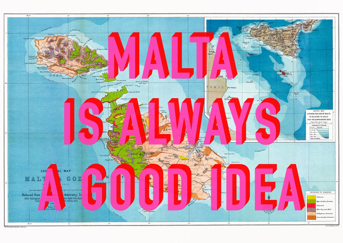 Malta Retro Pop Art Map Print