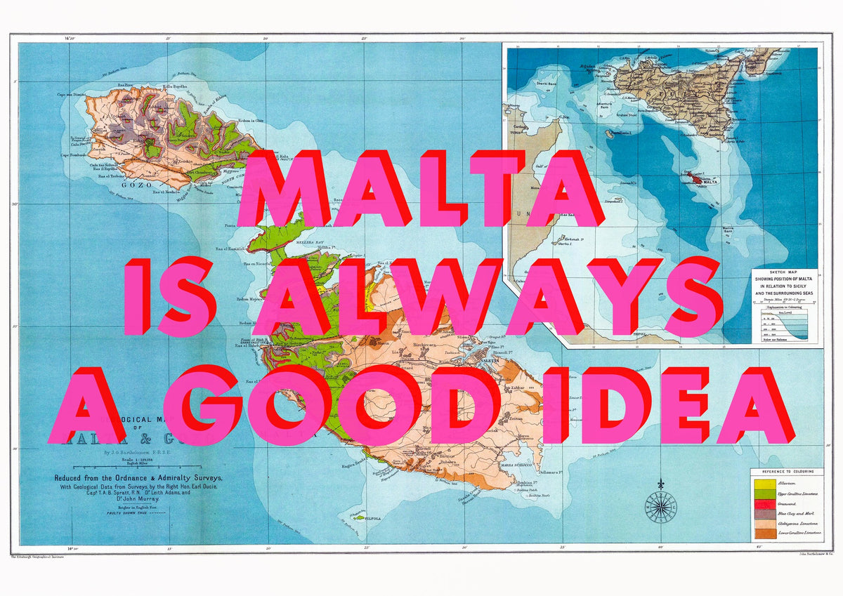 Malta Retro Pop Art Map Print