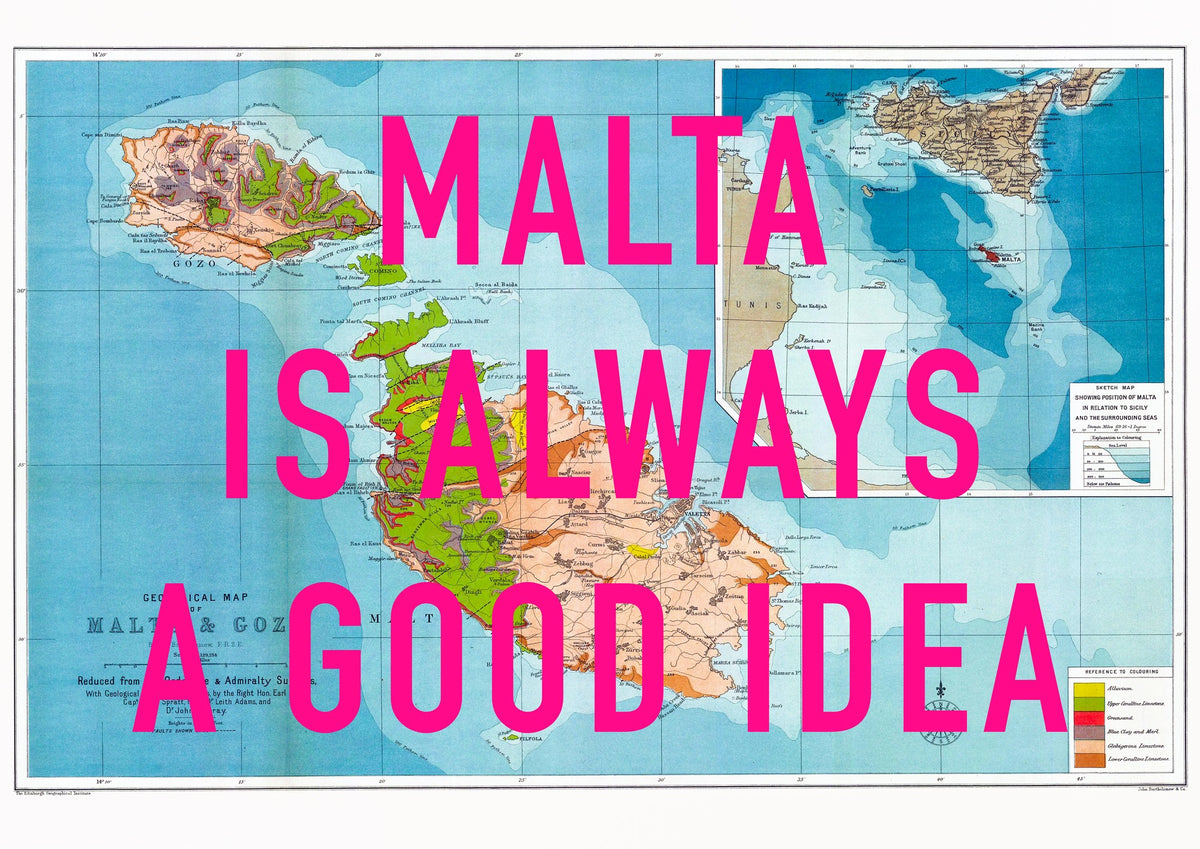 Malta Retro Pop Art Map Print