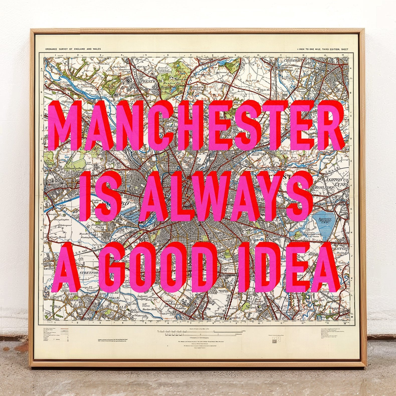 Manchester Retro Pop Art Map Print - Magic Posters
