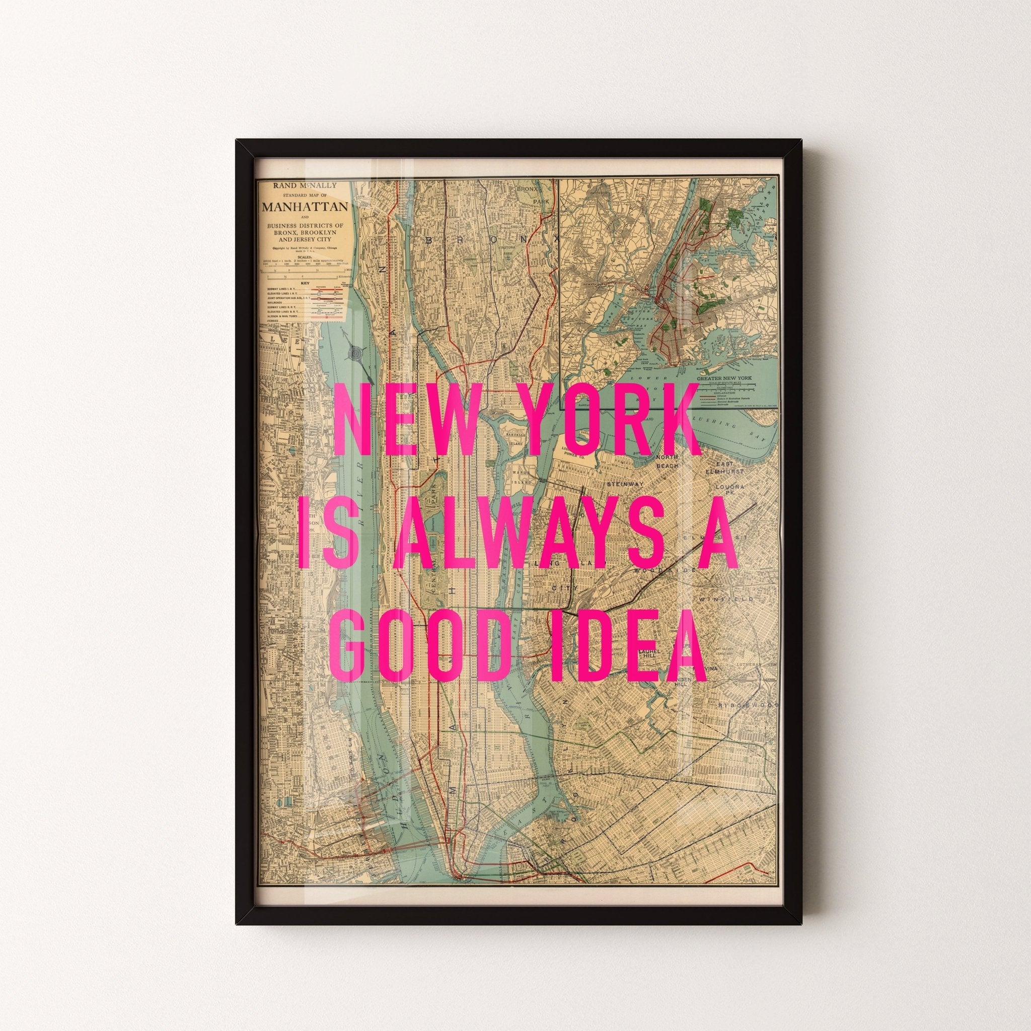Manhattan New York Retro Pop Art Map Print - Magic Posters