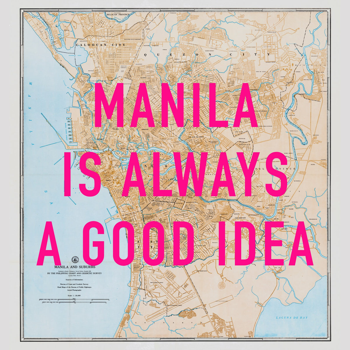 Manila Retro Pop Art Map Print (square) - Magic Posters