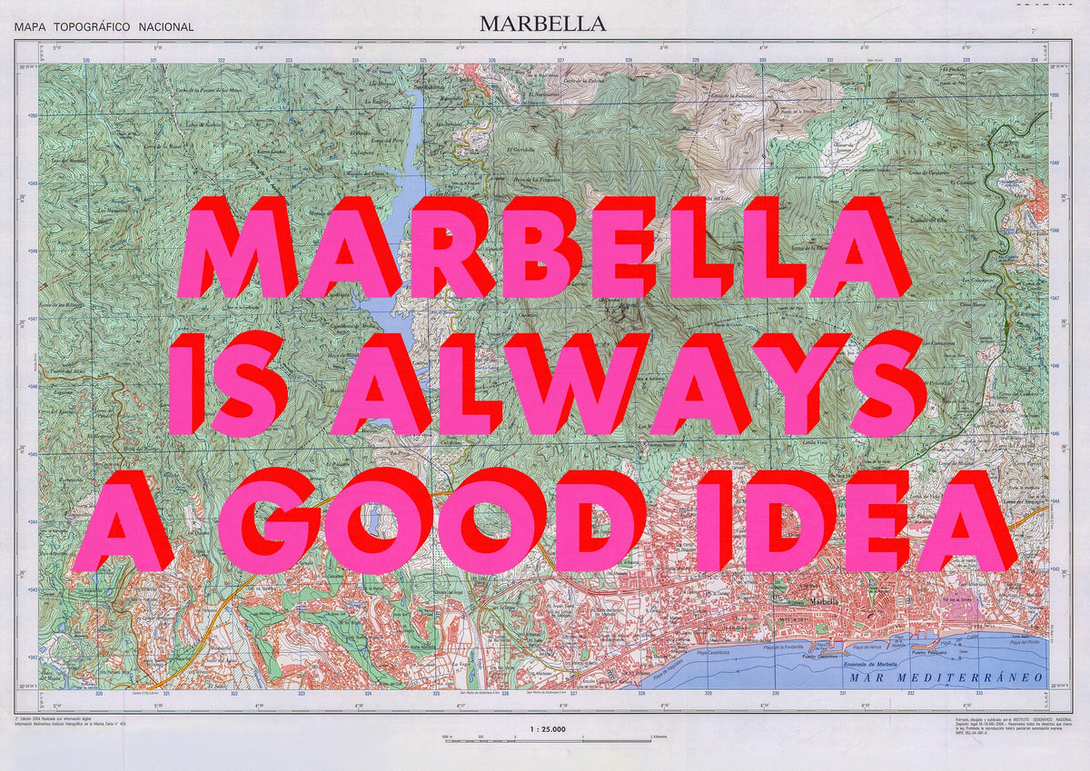 Marbella Retro Pop Art Map Print (landscape)
