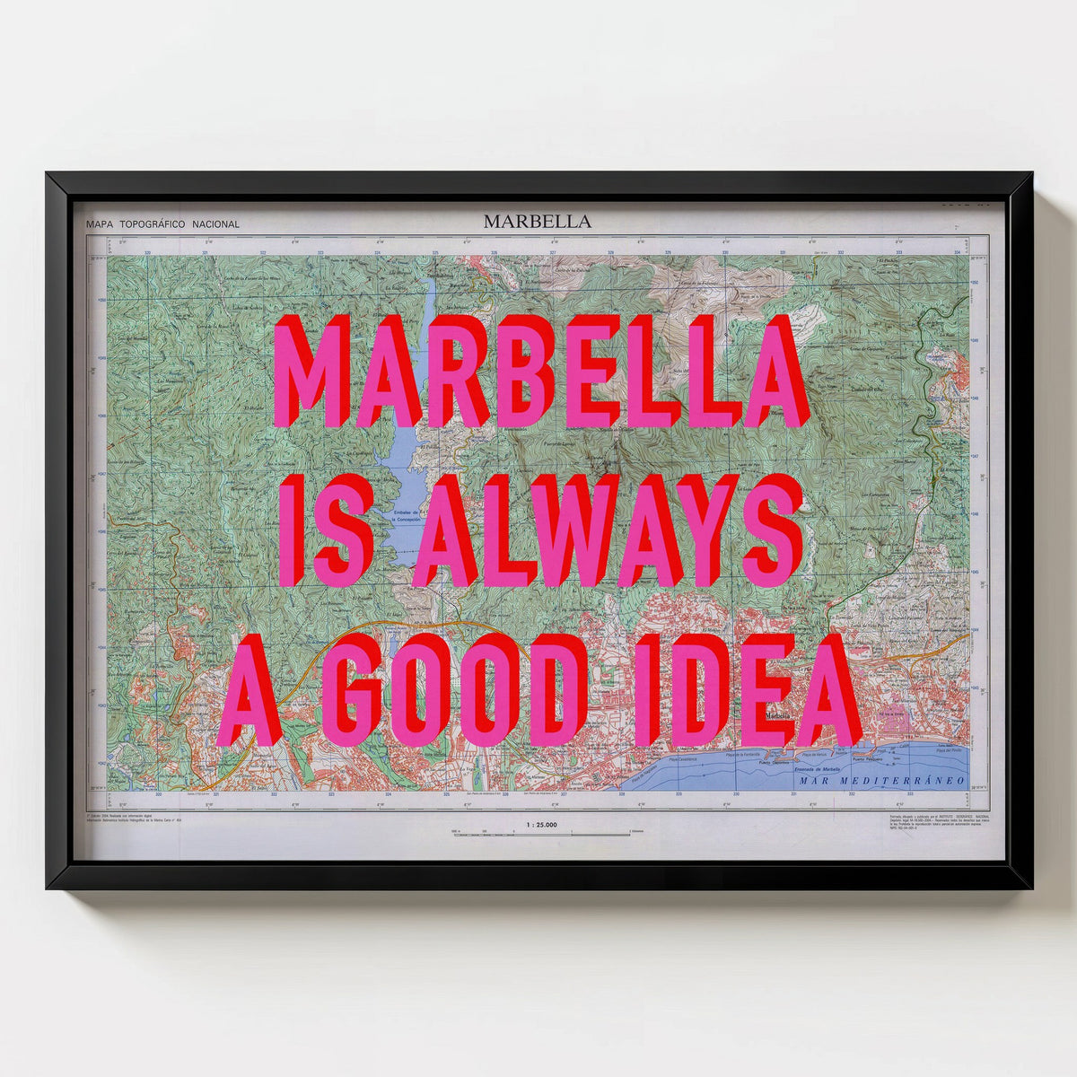 Marbella Retro Pop Art Map Print (landscape) - Magic Posters