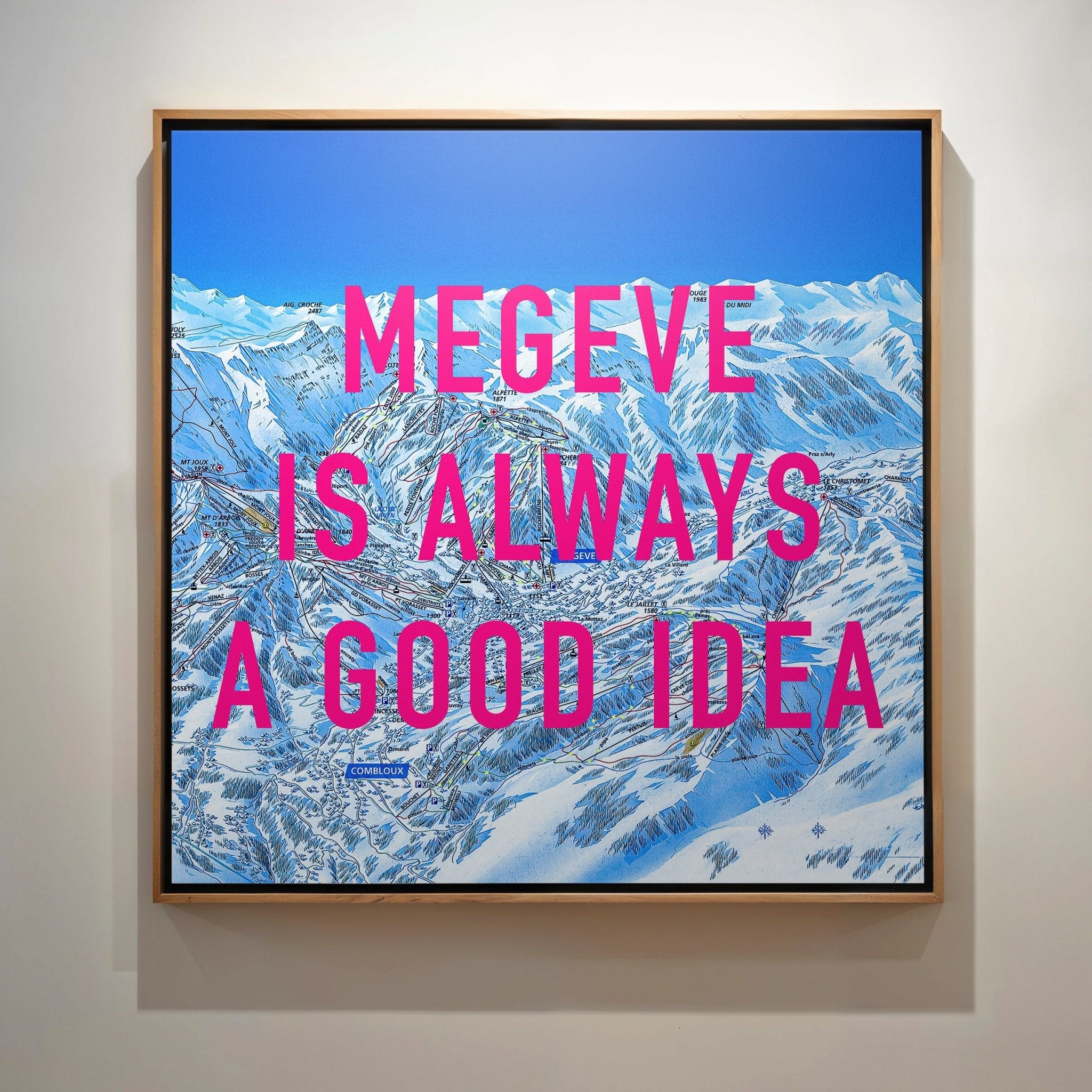 Megeve Retro Pop Art Ski Map Print - Magic Posters