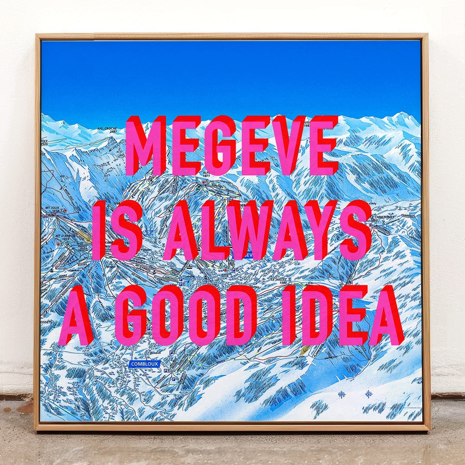 Megeve Retro Pop Art Ski Map Print - Magic Posters