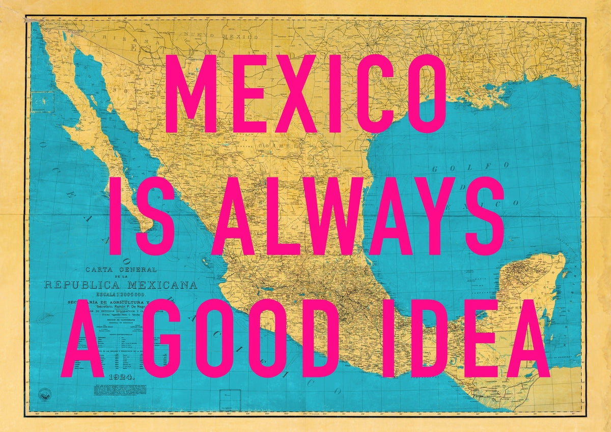 Mexico Retro Pop Art Map Print (Landscape v2)
