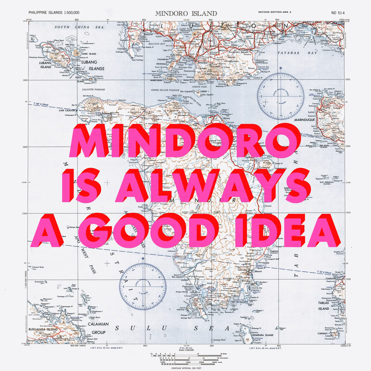 Mindoro Island Retro Pop Art Map Print (square) - Magic Posters