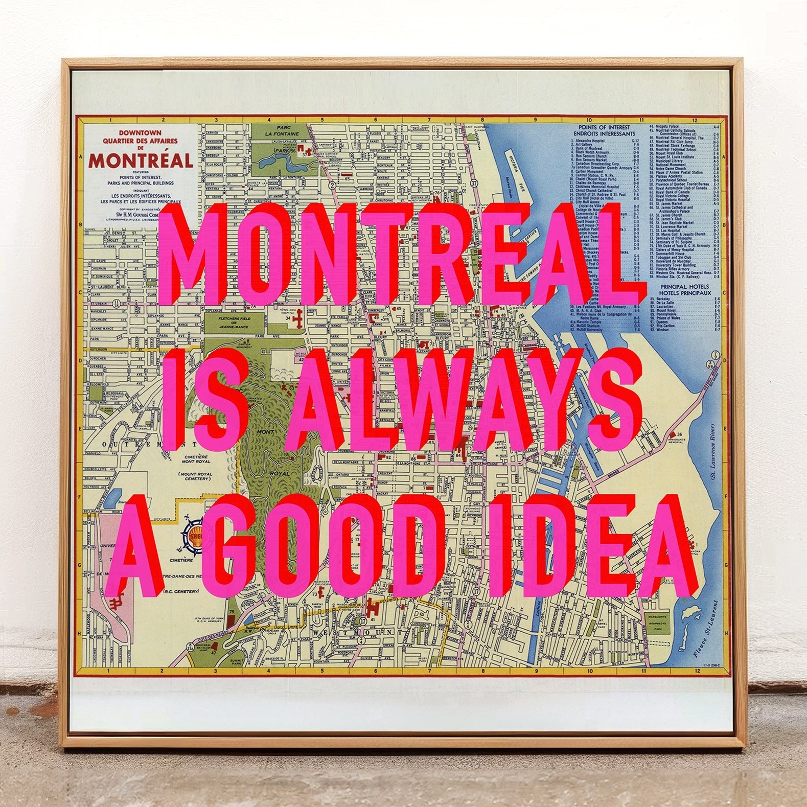 Montreal Retro Pop Art Map Print (Square) - Magic Posters