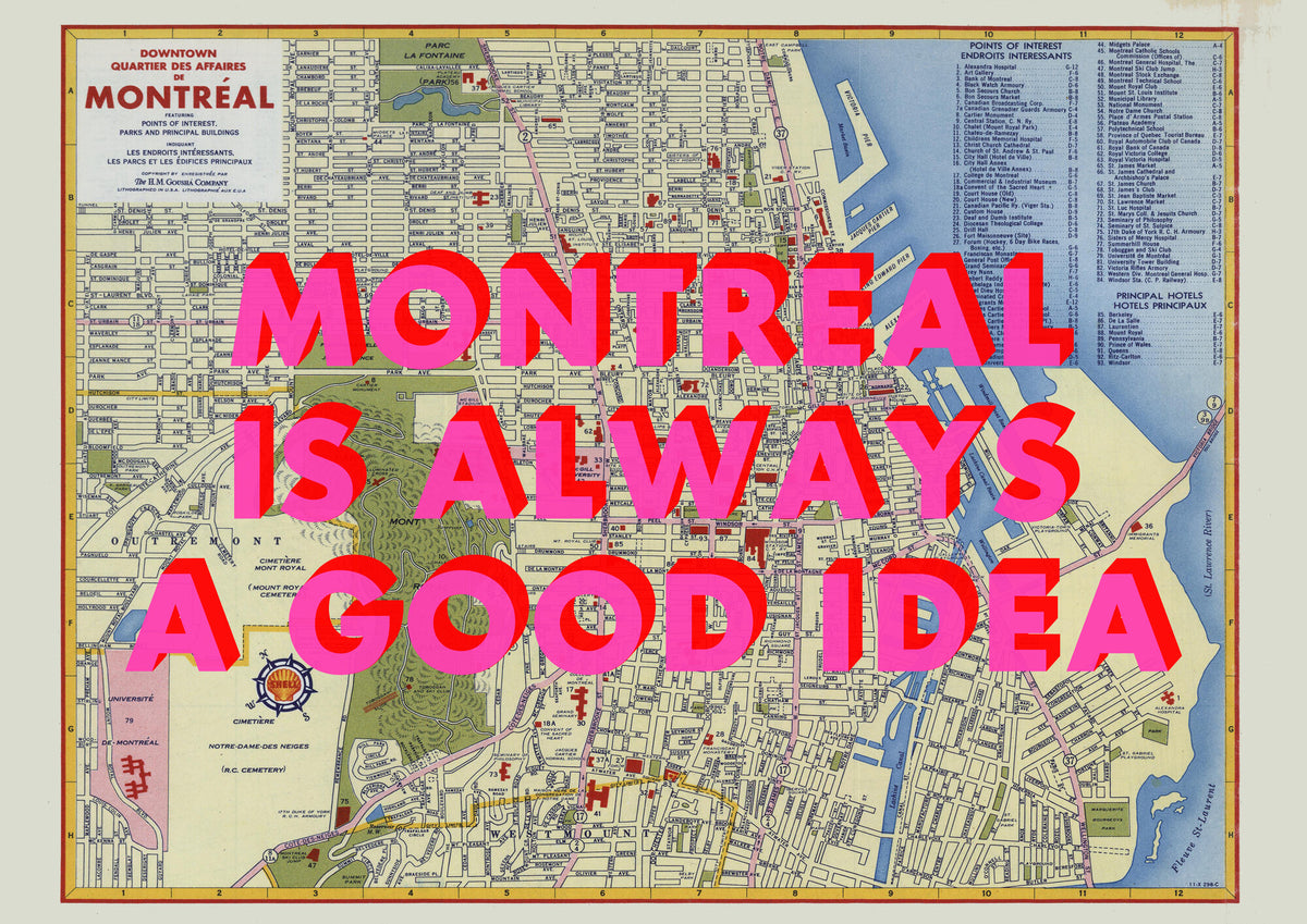 Montreal Retro Pop Art Map Print (landscape) - Magic Posters