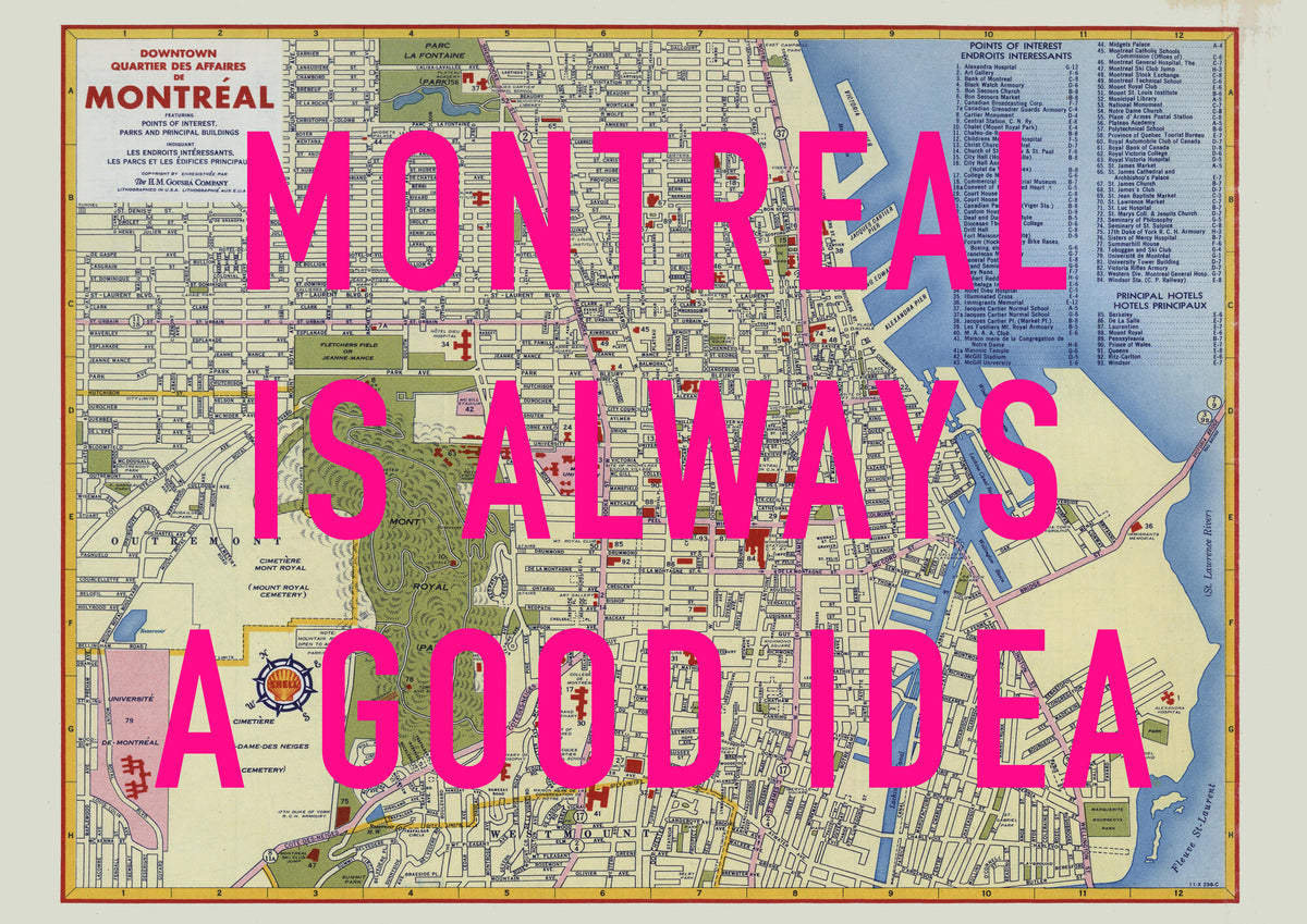 Montreal Retro Pop Art Map Print (landscape) - Magic Posters