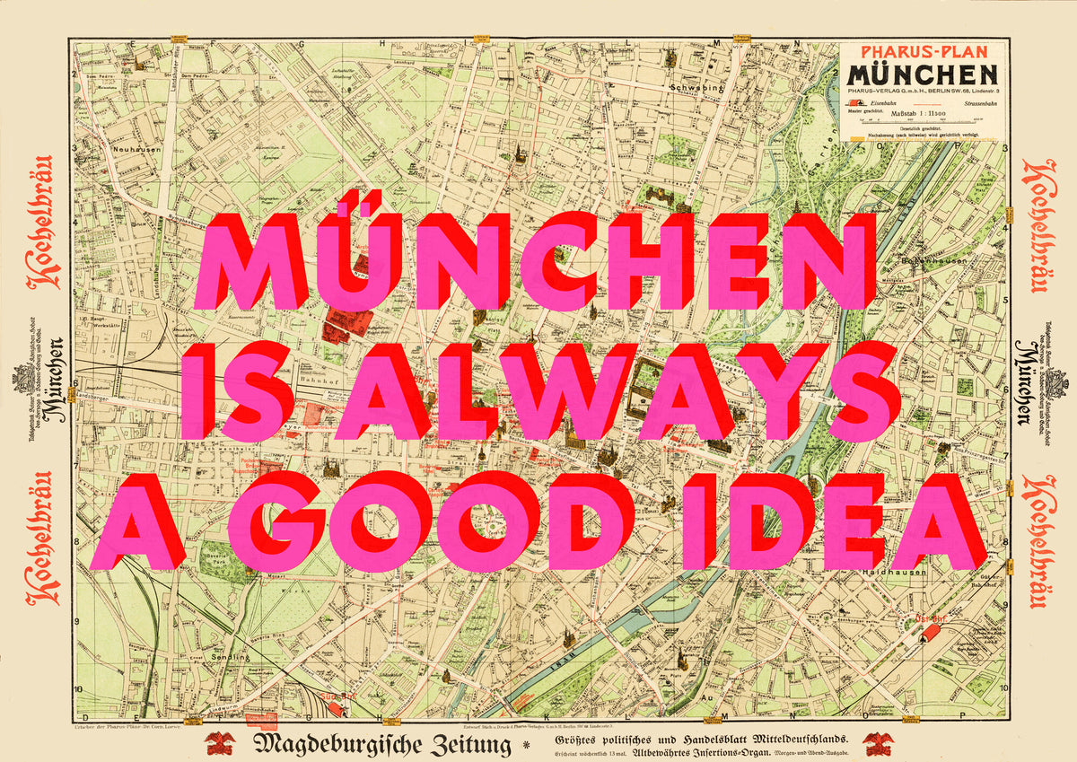München Retro Pop Art Map Print (landscape) - Magic Posters