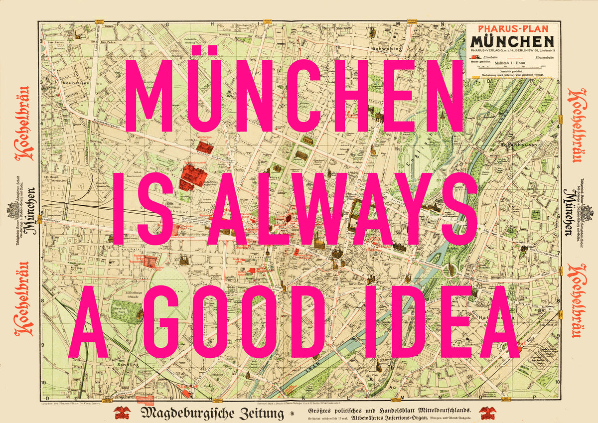 München Retro Pop Art Map Print (landscape) - Magic Posters
