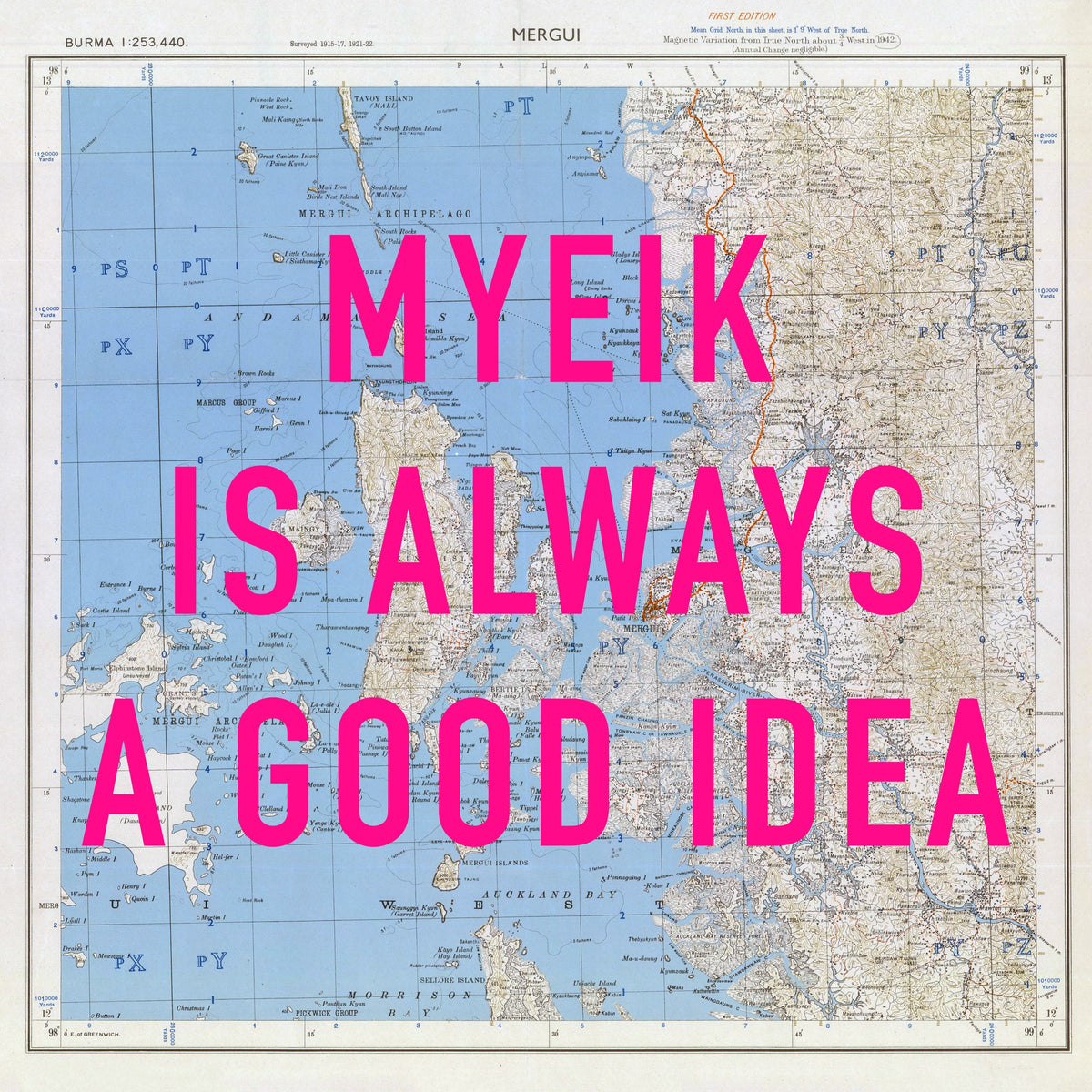 Myeik Retro Pop Art Map Print (square) - Magic Posters