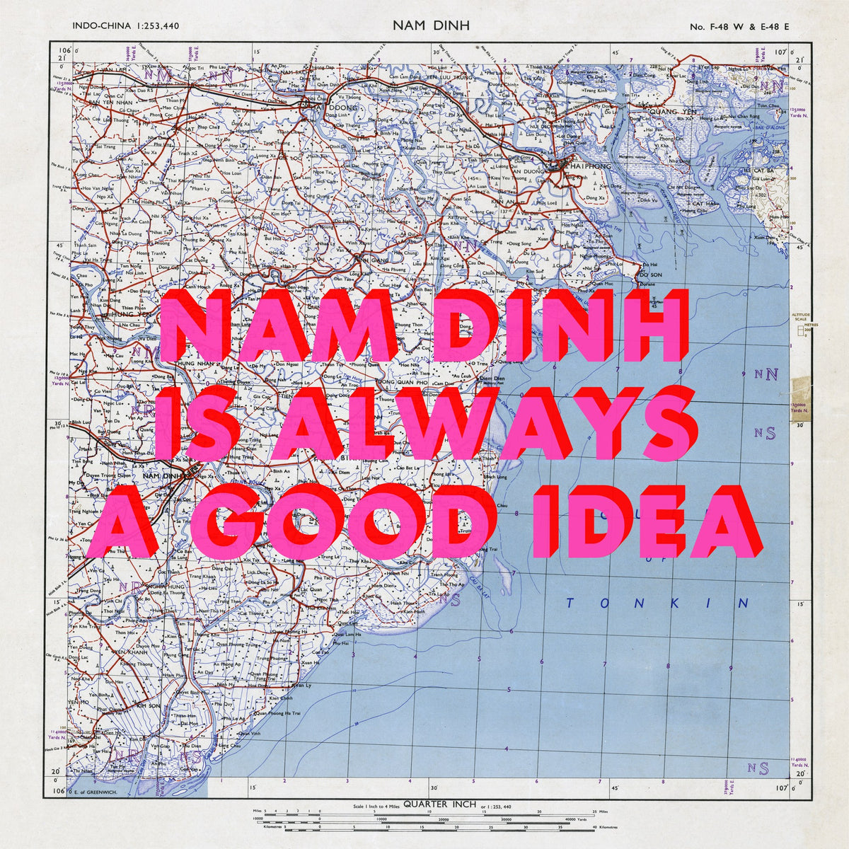 Nam Dinh Retro Pop Art Map Print (square) - Magic Posters