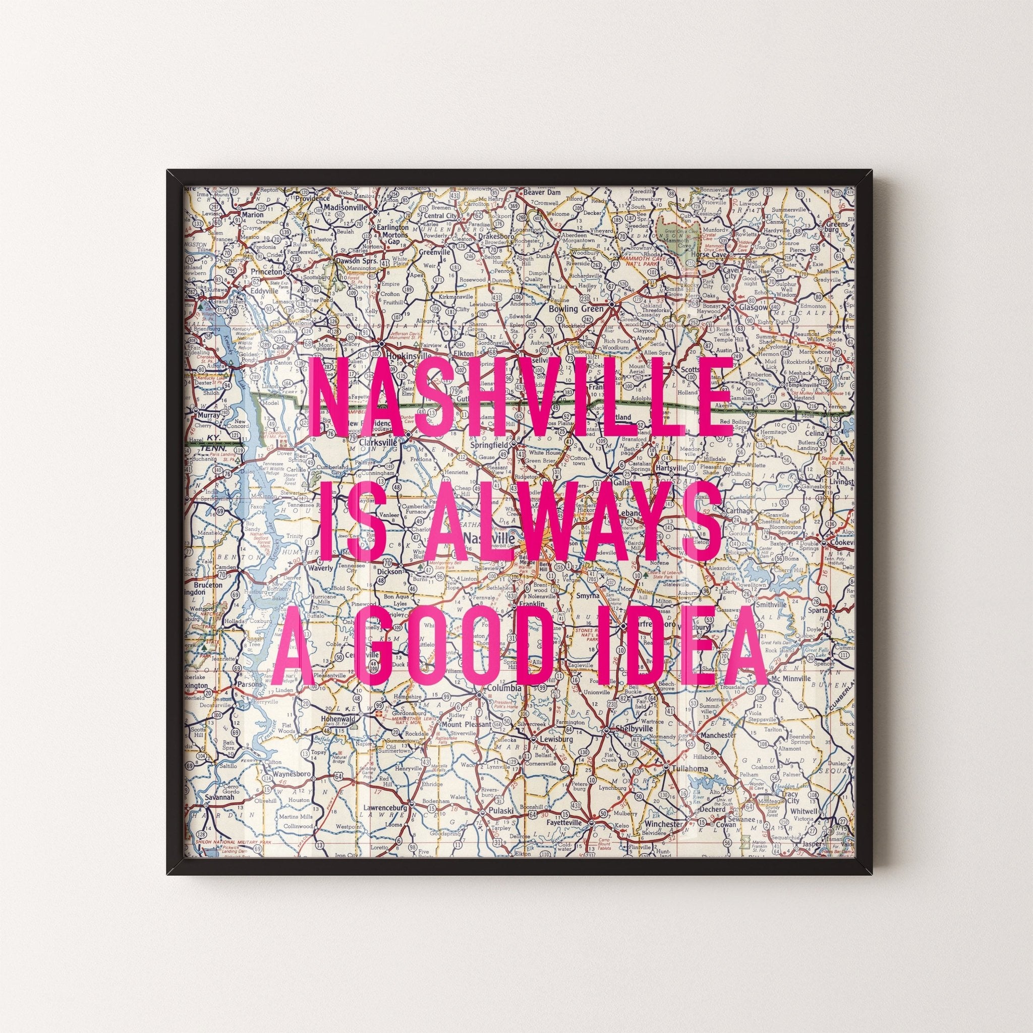 Nashville Retro Pop Art Map Print - Magic Posters