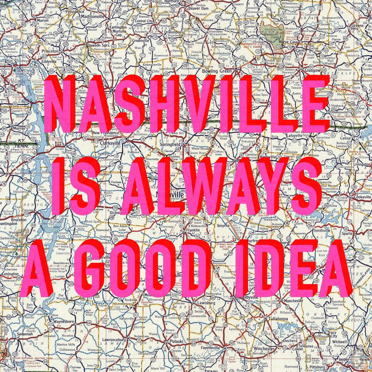 Nashville Retro Pop Art Map Print
