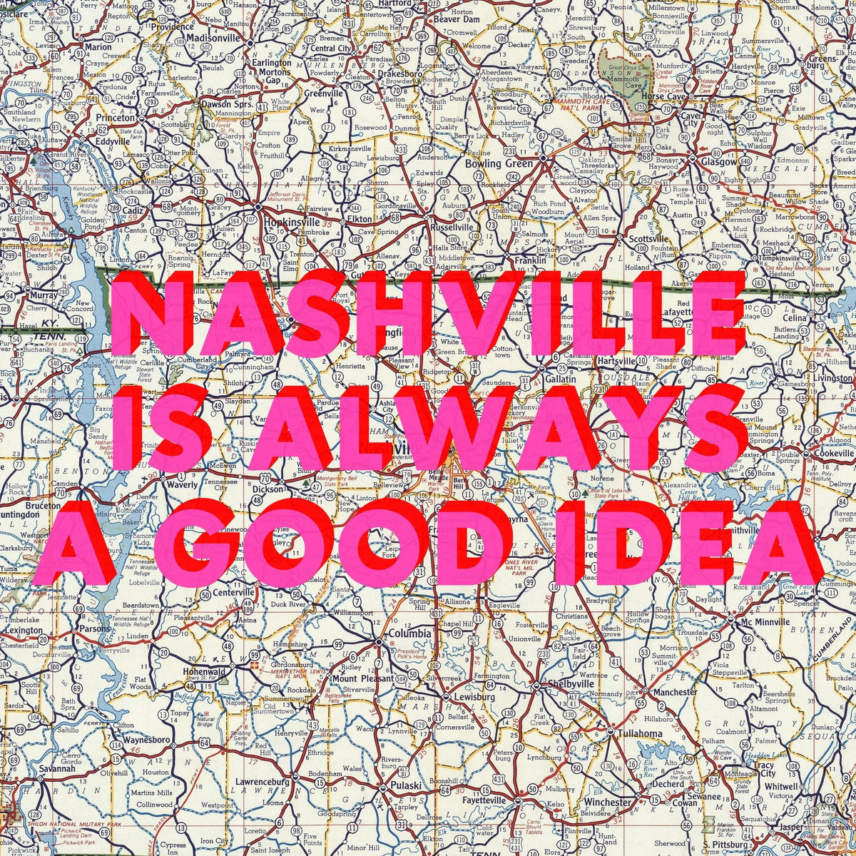Nashville Retro Pop Art Map Print