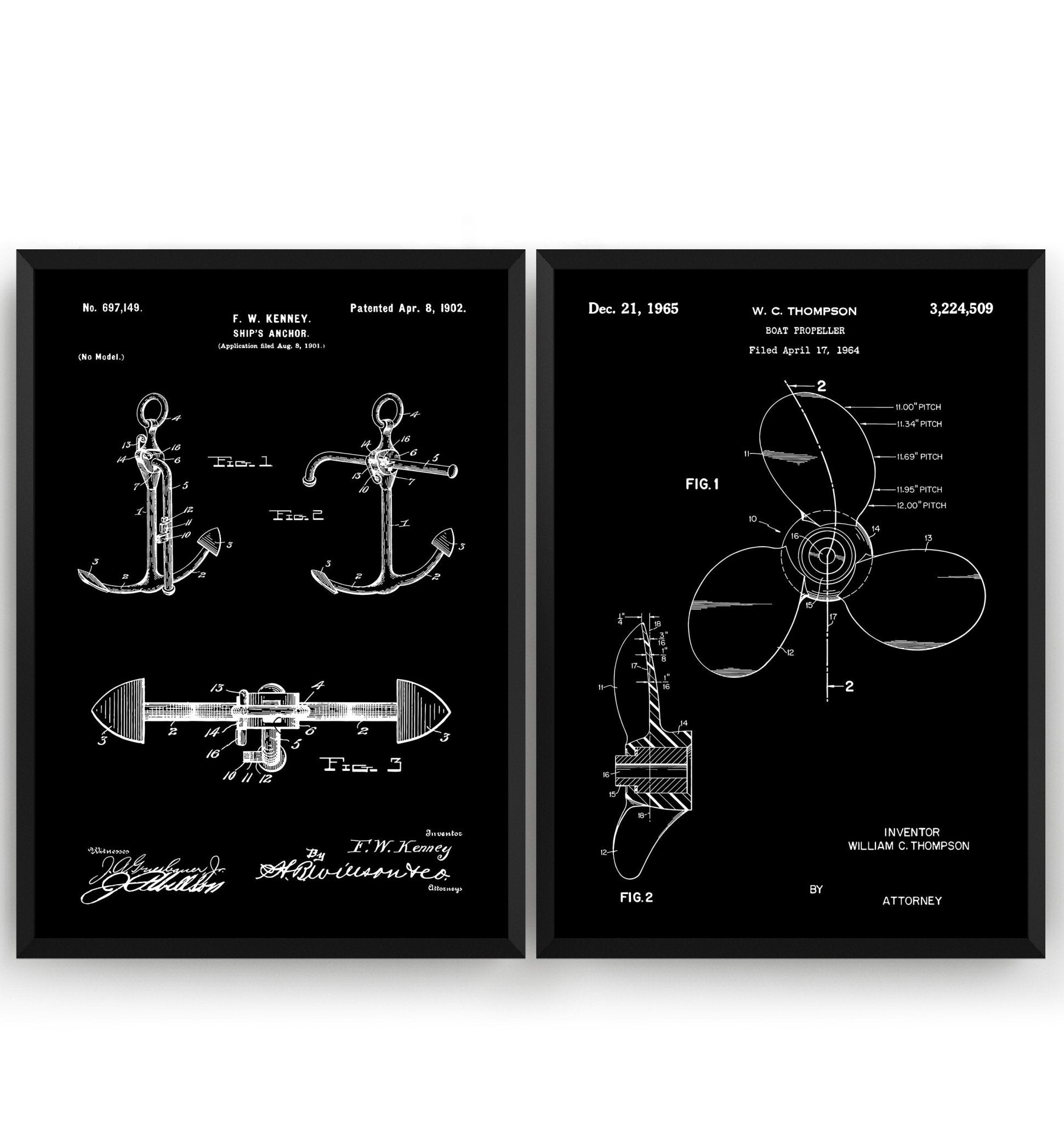 Nautical Set Of 2 Patent Prints - Magic Posters