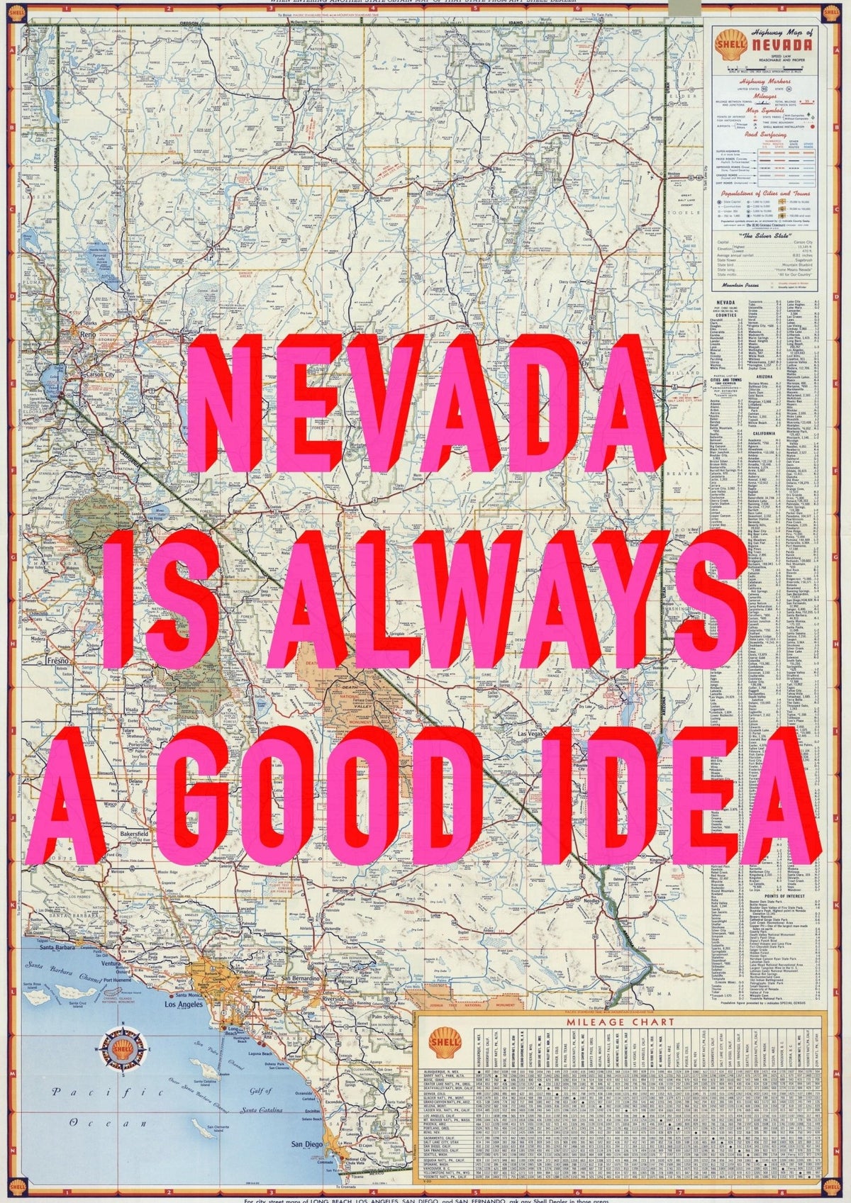 Nevada Retro Pop Art Map Print