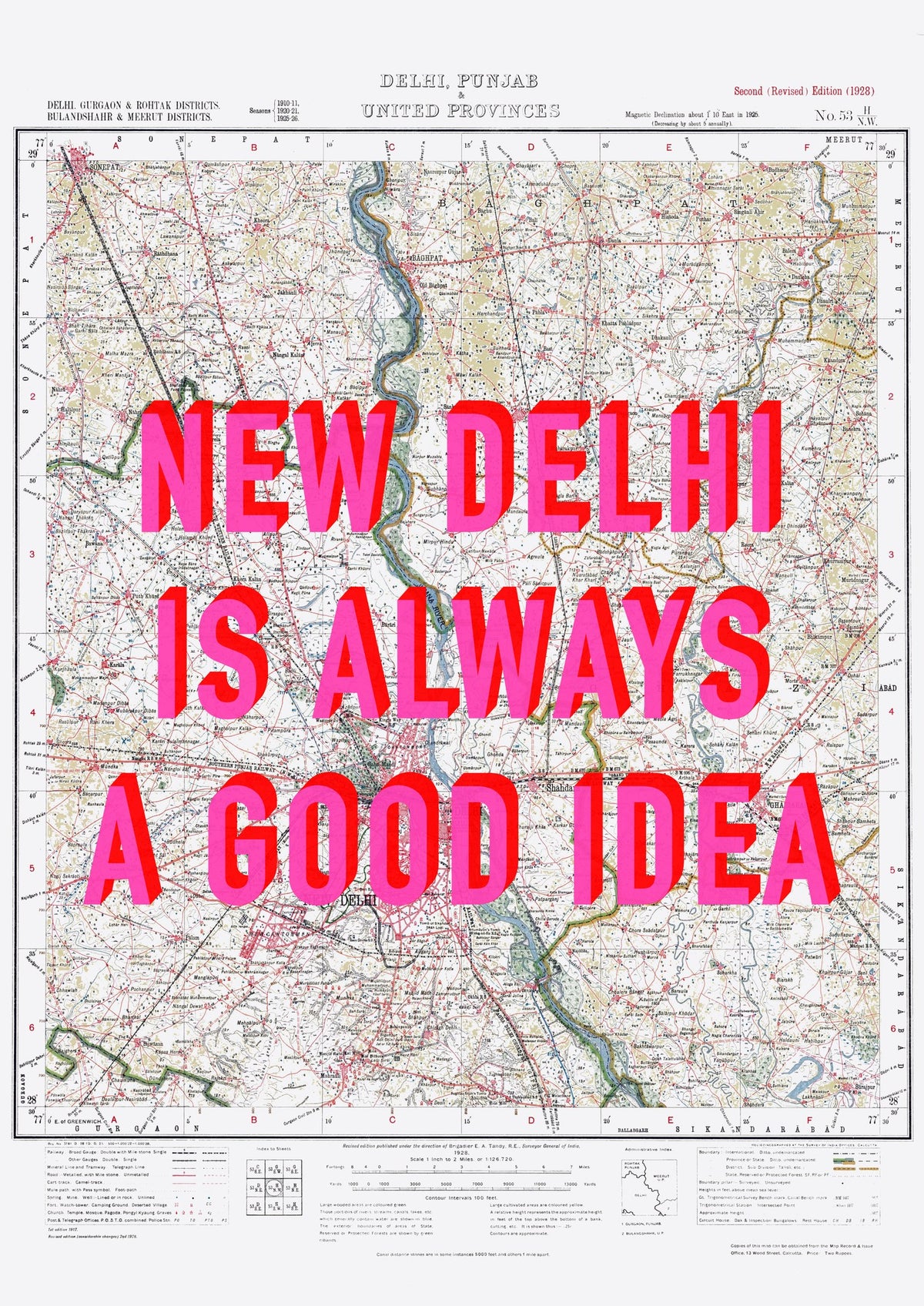 New Delhi Retro Pop Art Map Print (portrait) - Magic Posters