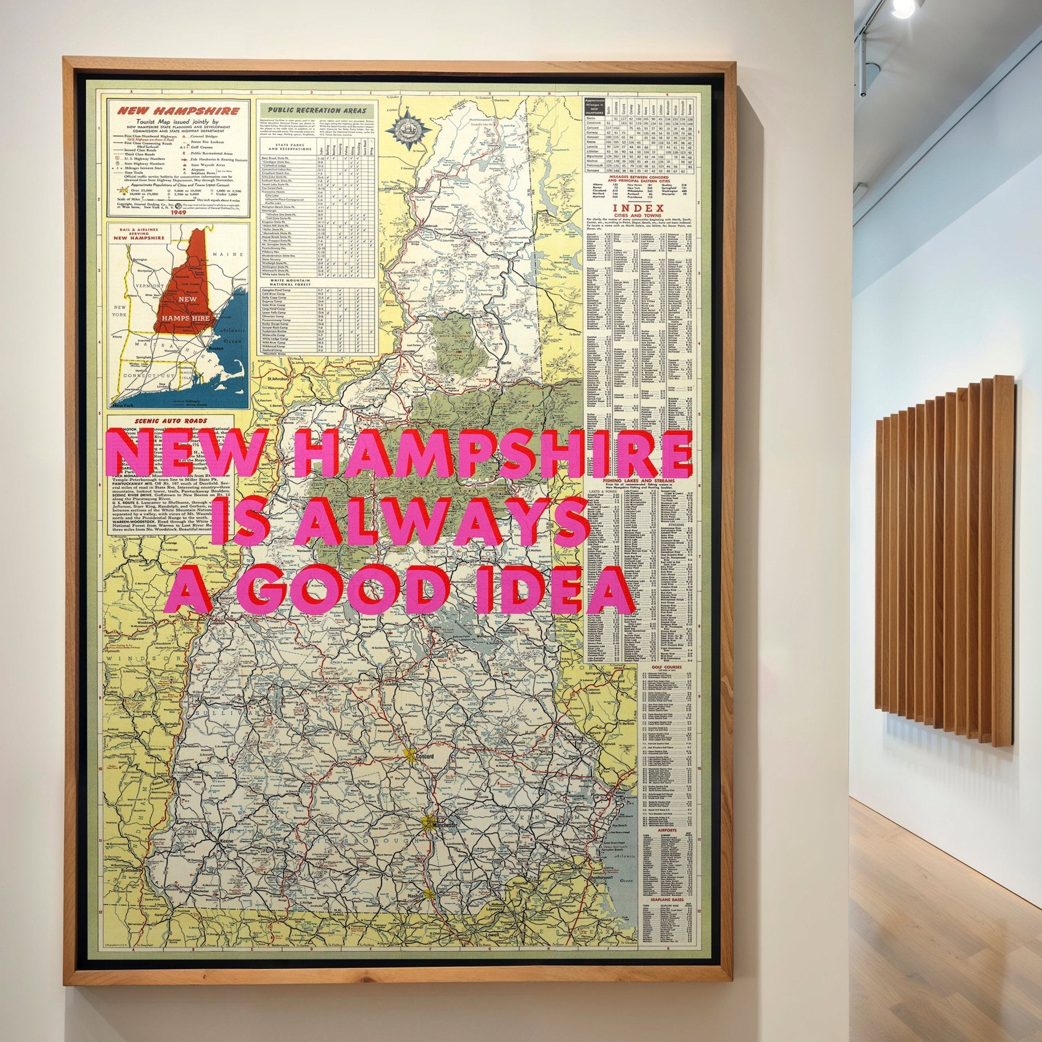 New Hampshire Retro Pop Art Map Print (portrait) - Magic Posters